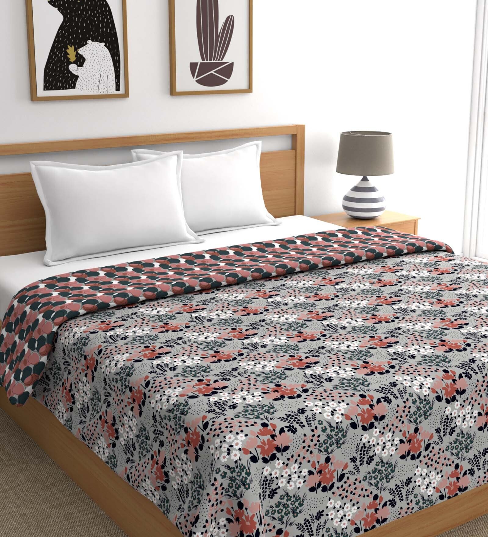 Buy Maroon Reversible 90 GSM Microfiber 1 Double Bed Dohar by Trident