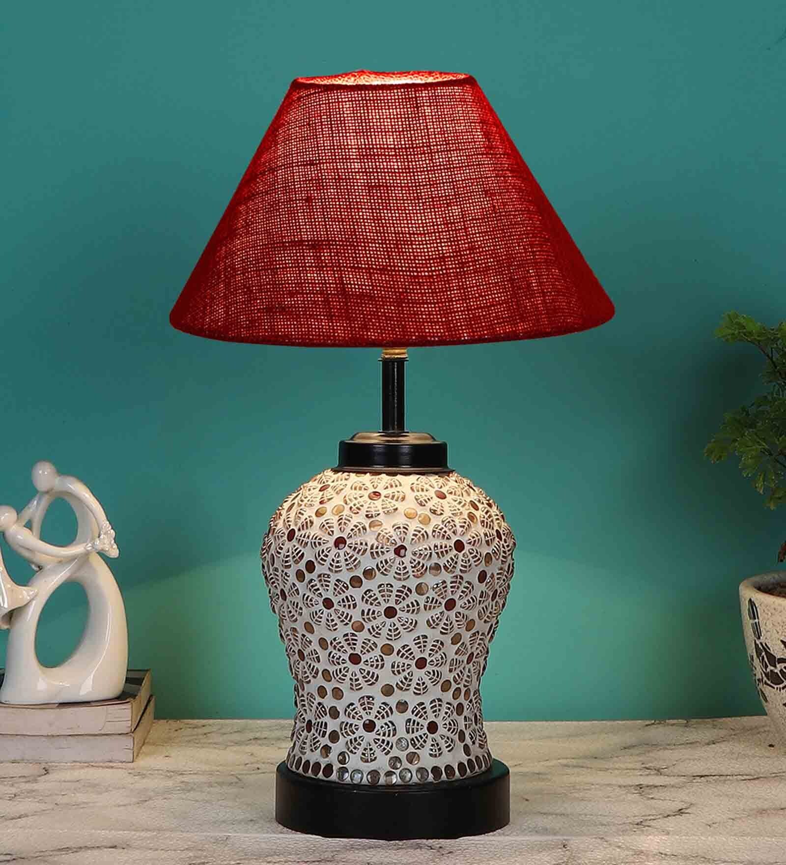 Maroon Shade Table Lamp With Shade Table Lamp With Glass Base