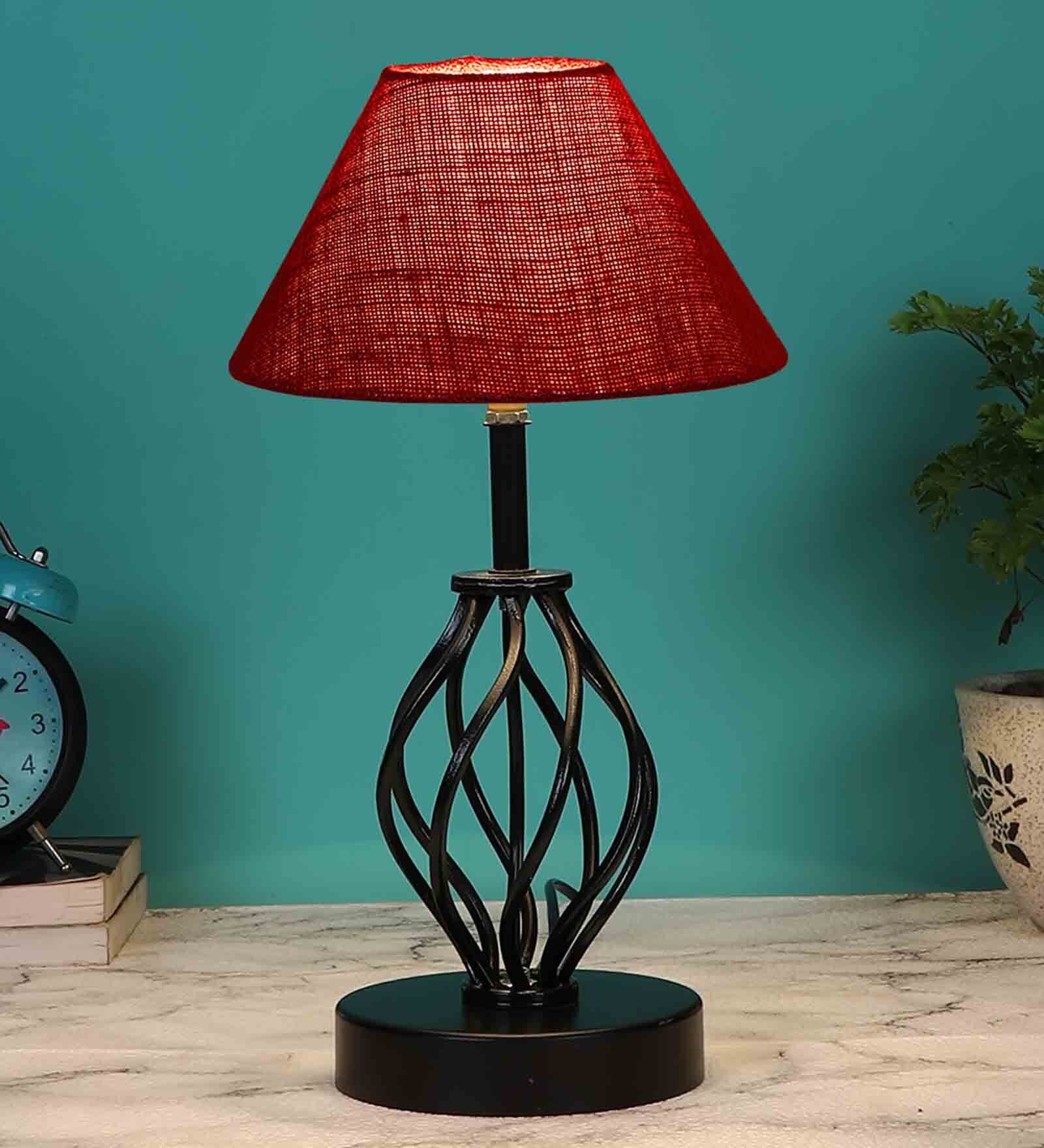 Maroon Shade Table Lamp With Shade Table Lamp With Iron Base