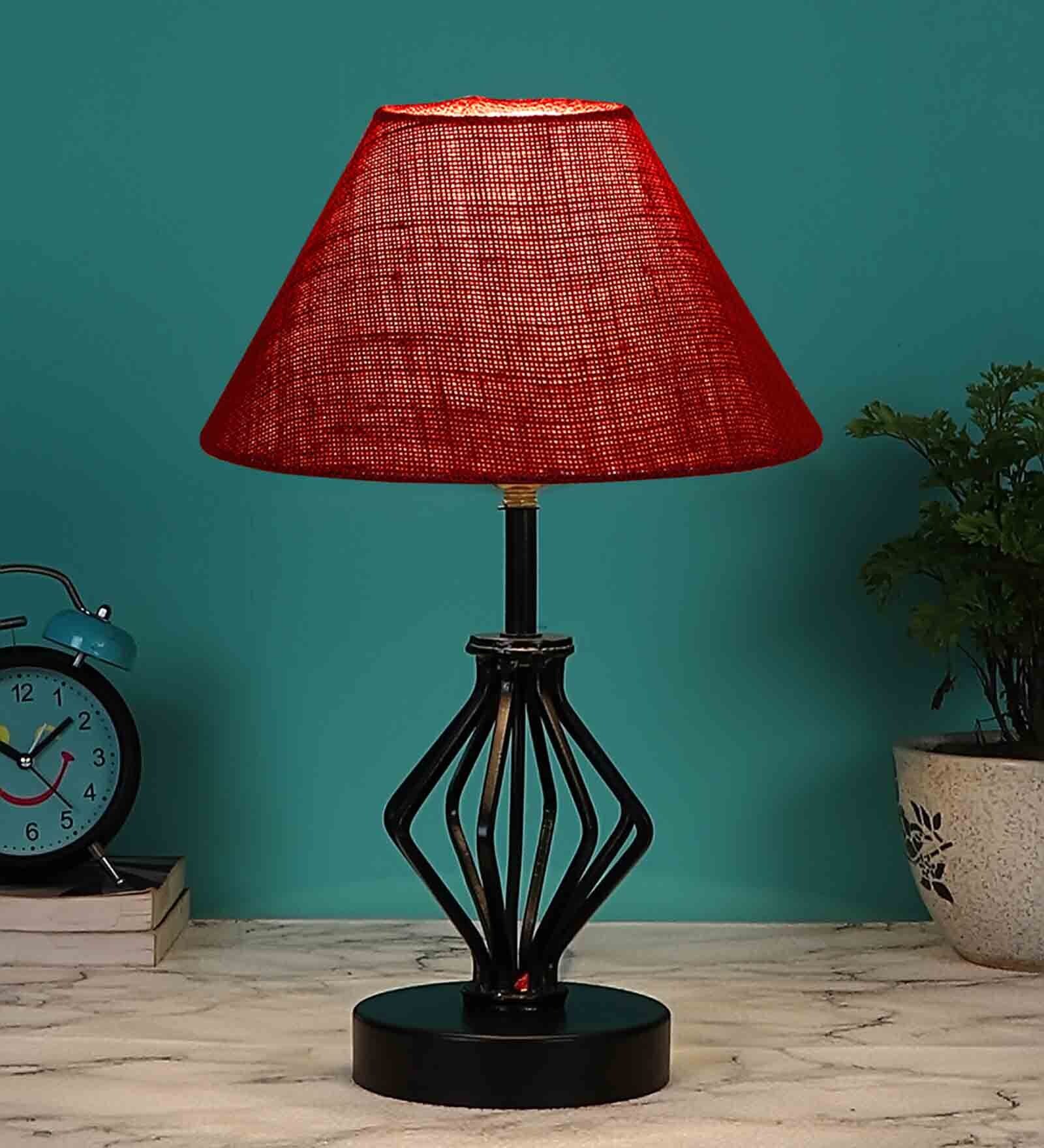 Maroon Shade Table Lamp With Shade Table Lamp With Iron Base