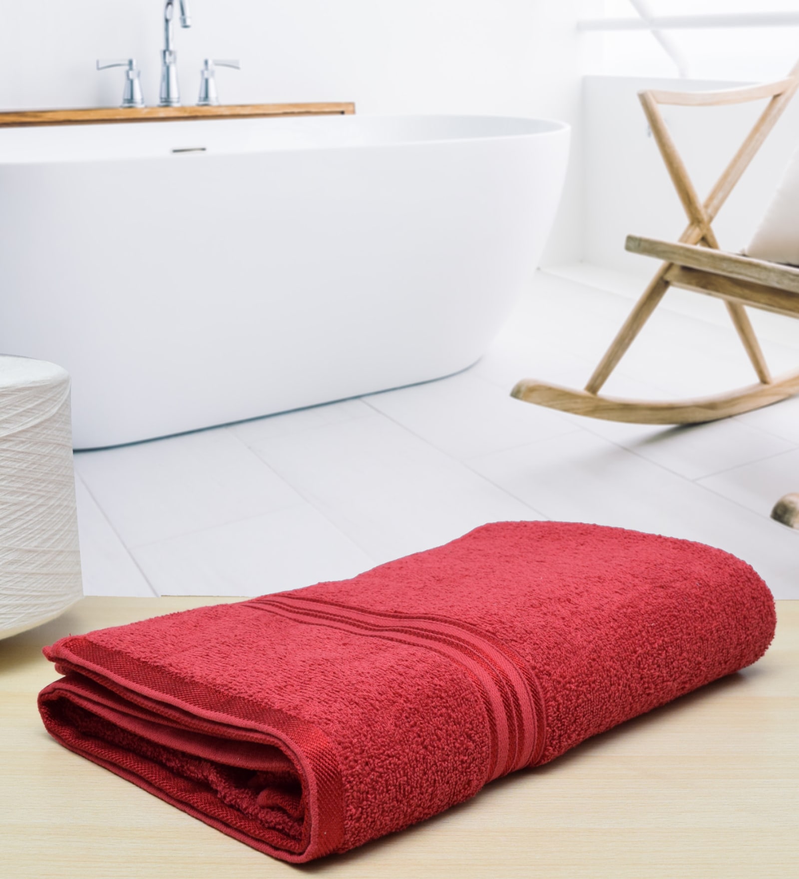 Maroon Solid 500 GSM Cotton Bath Towel