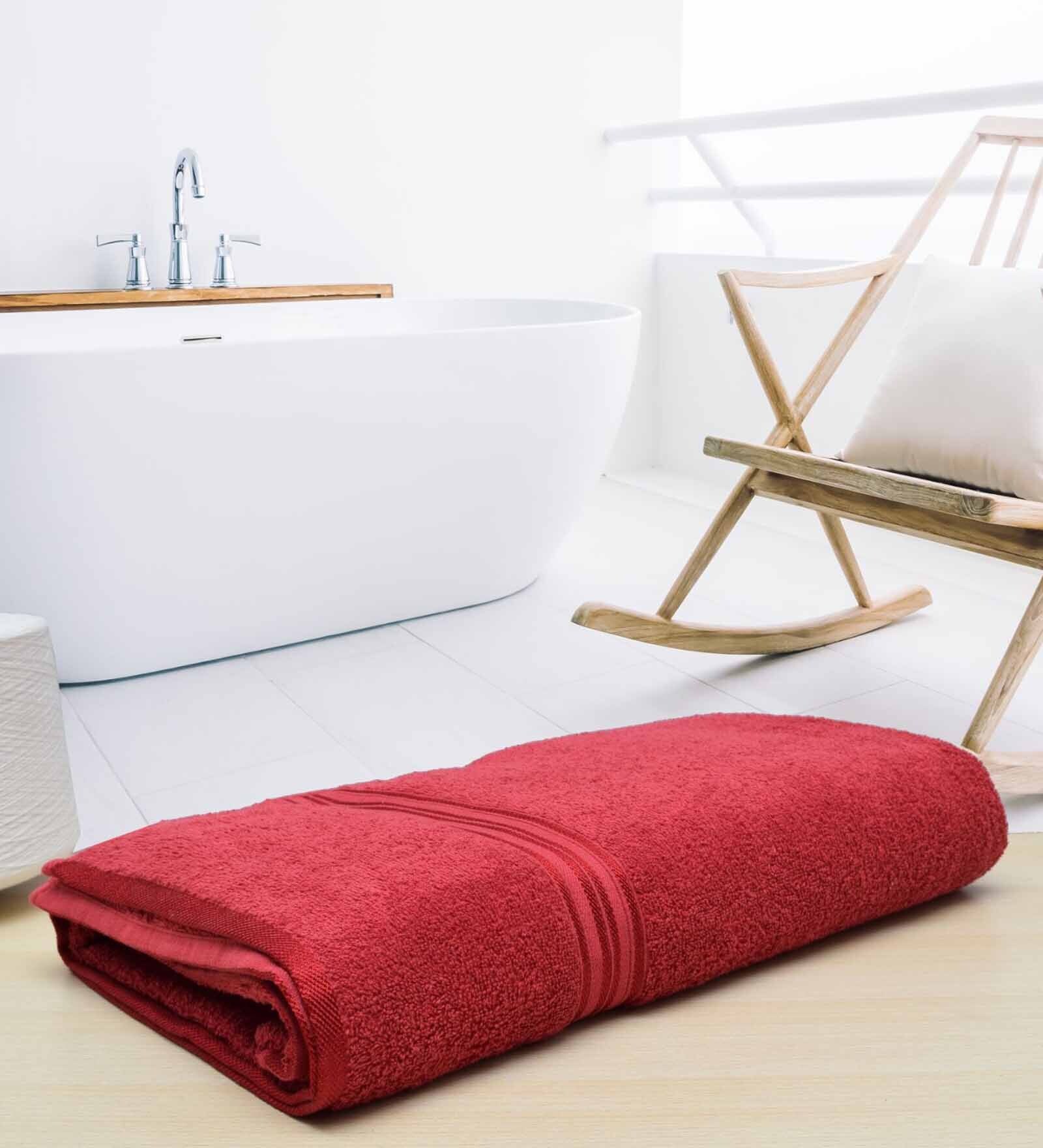 Maroon Solid 500 GSM Cotton Bath Towel