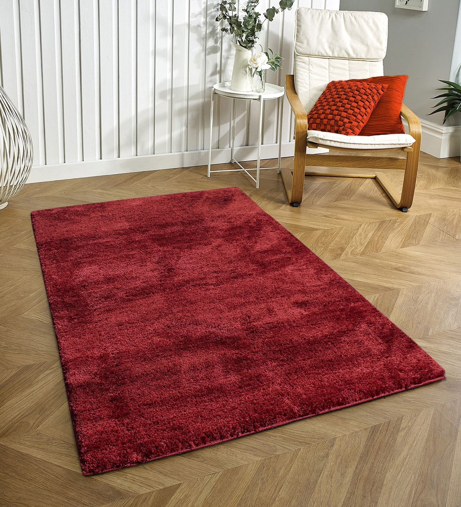 Maroon Solid Microfiber 6 X 7 Feet Tufted Carpet