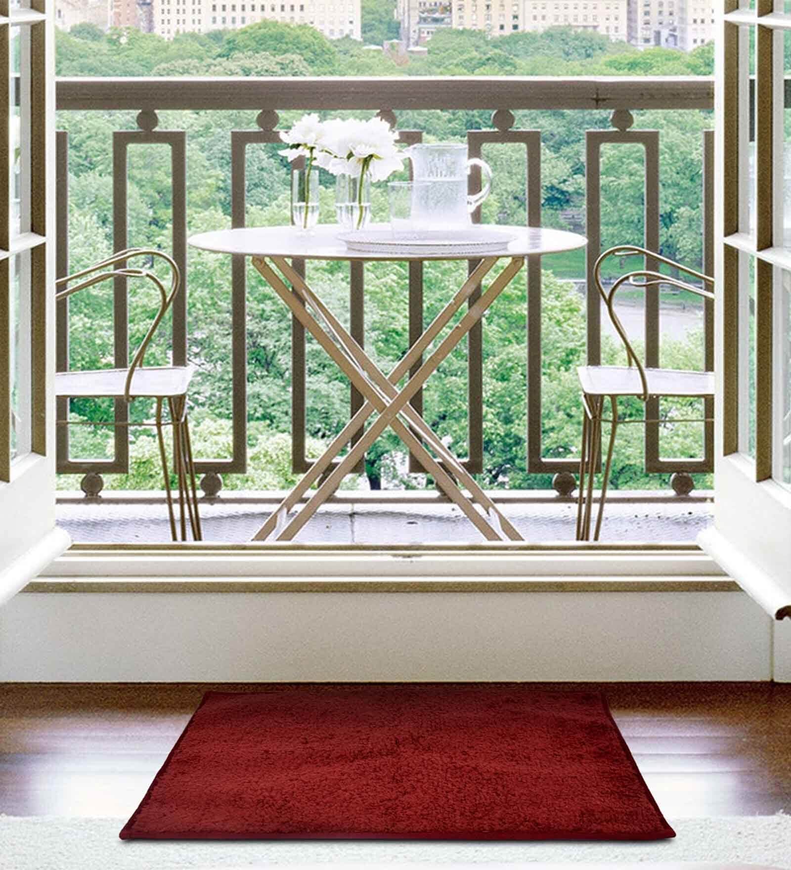 Maroon Solid Microfibre 24x16 Inches Anti Skid 2 Bathmat