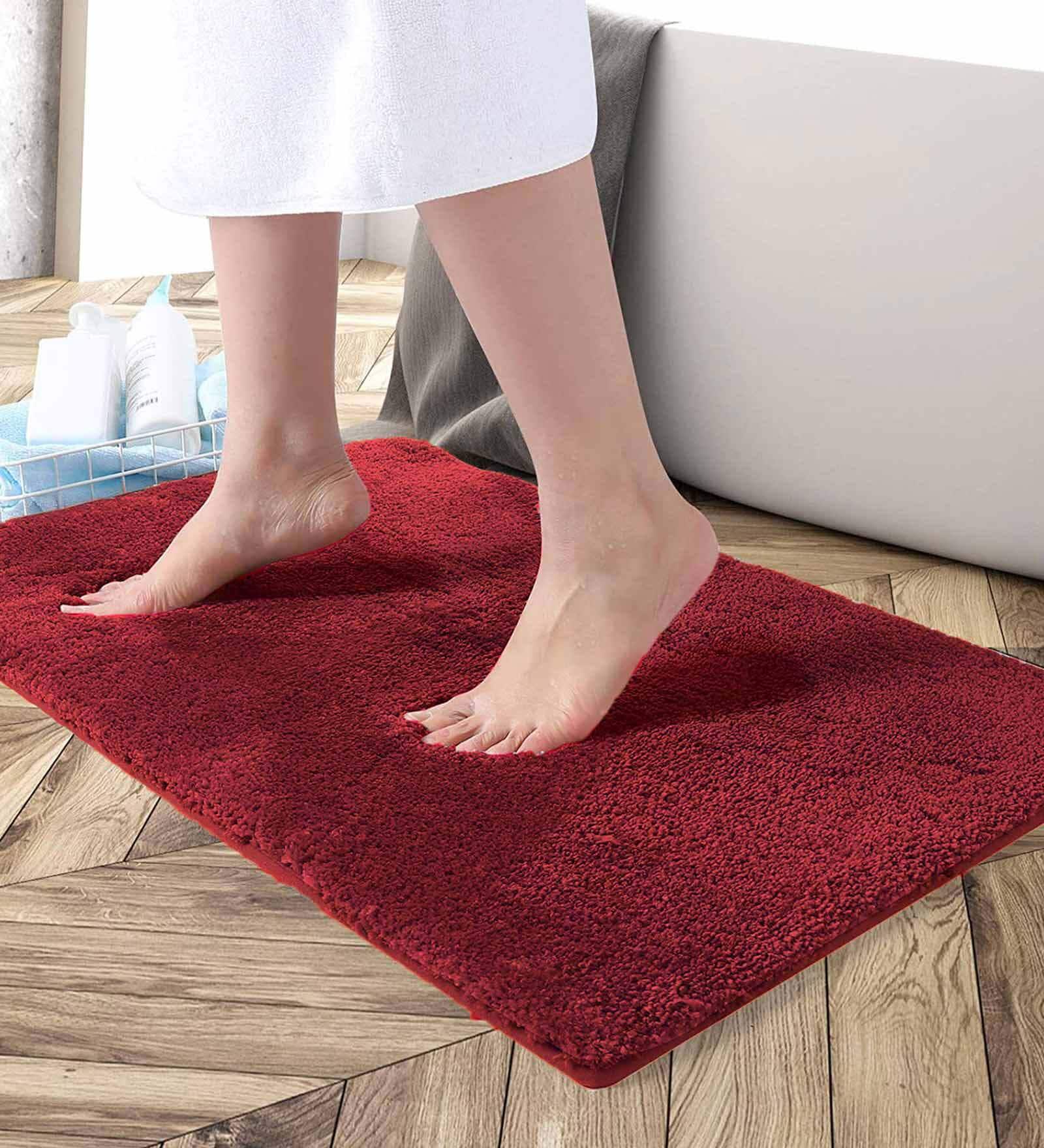 Maroon Solid Microfibre 30x18 Inches AntiSkid Bath Mat