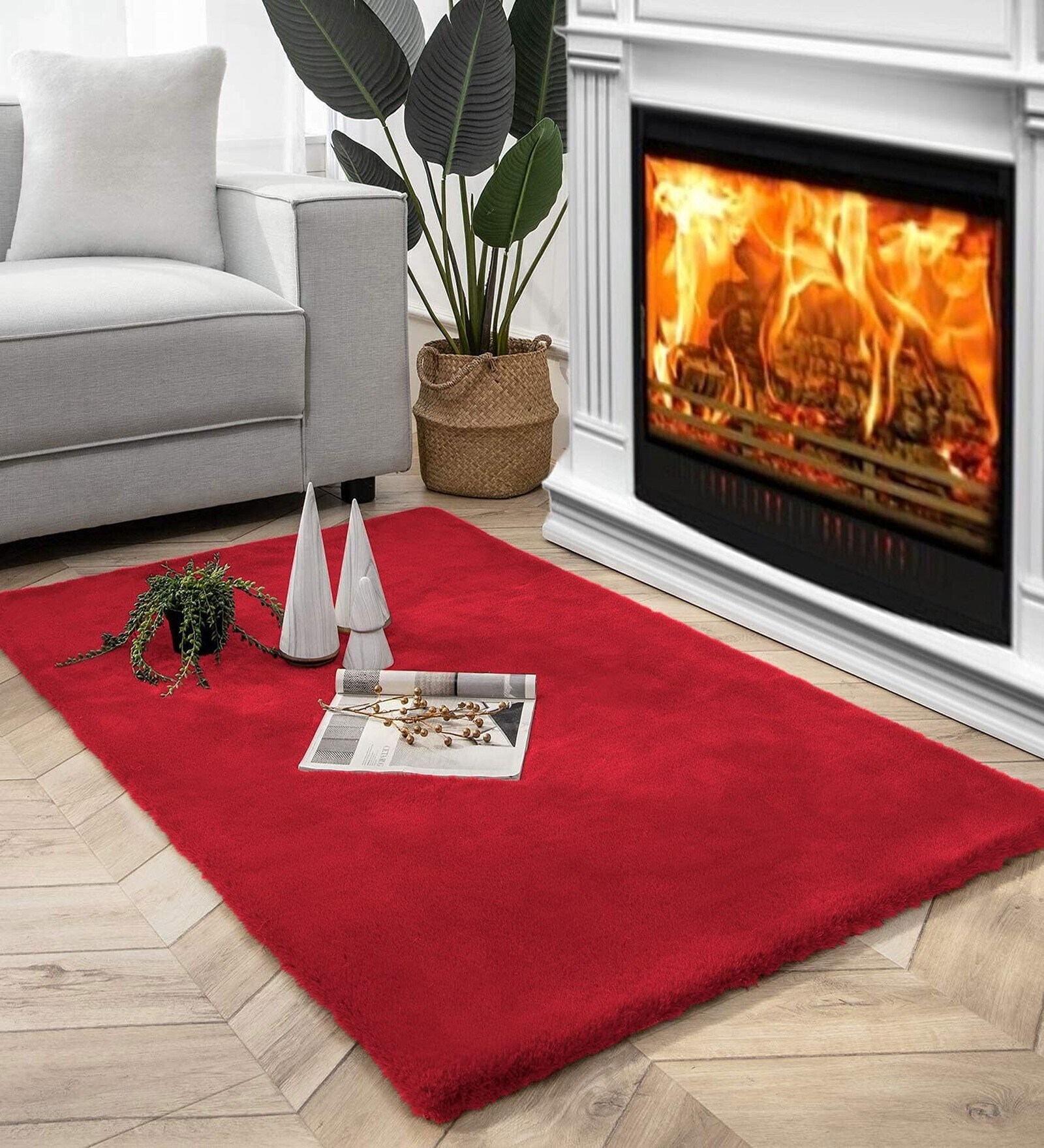 Maroon Solid Polyester 3 X 5 Feet Machine Made Carpet
