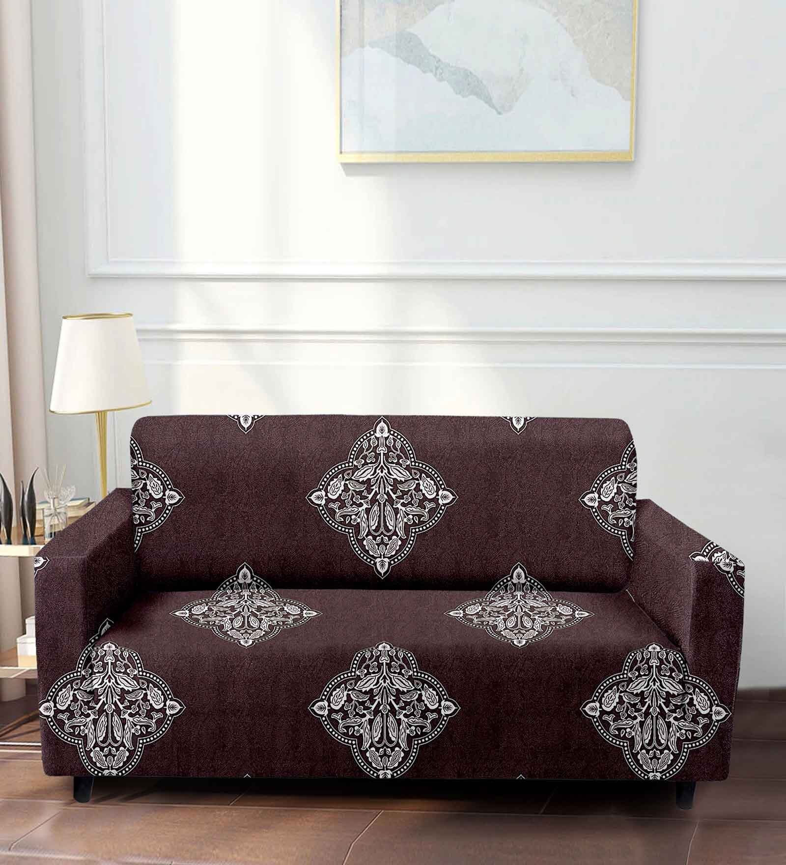Maroon Traditional Polyester 73x57 Inches 2 Seater Sofa Cover
