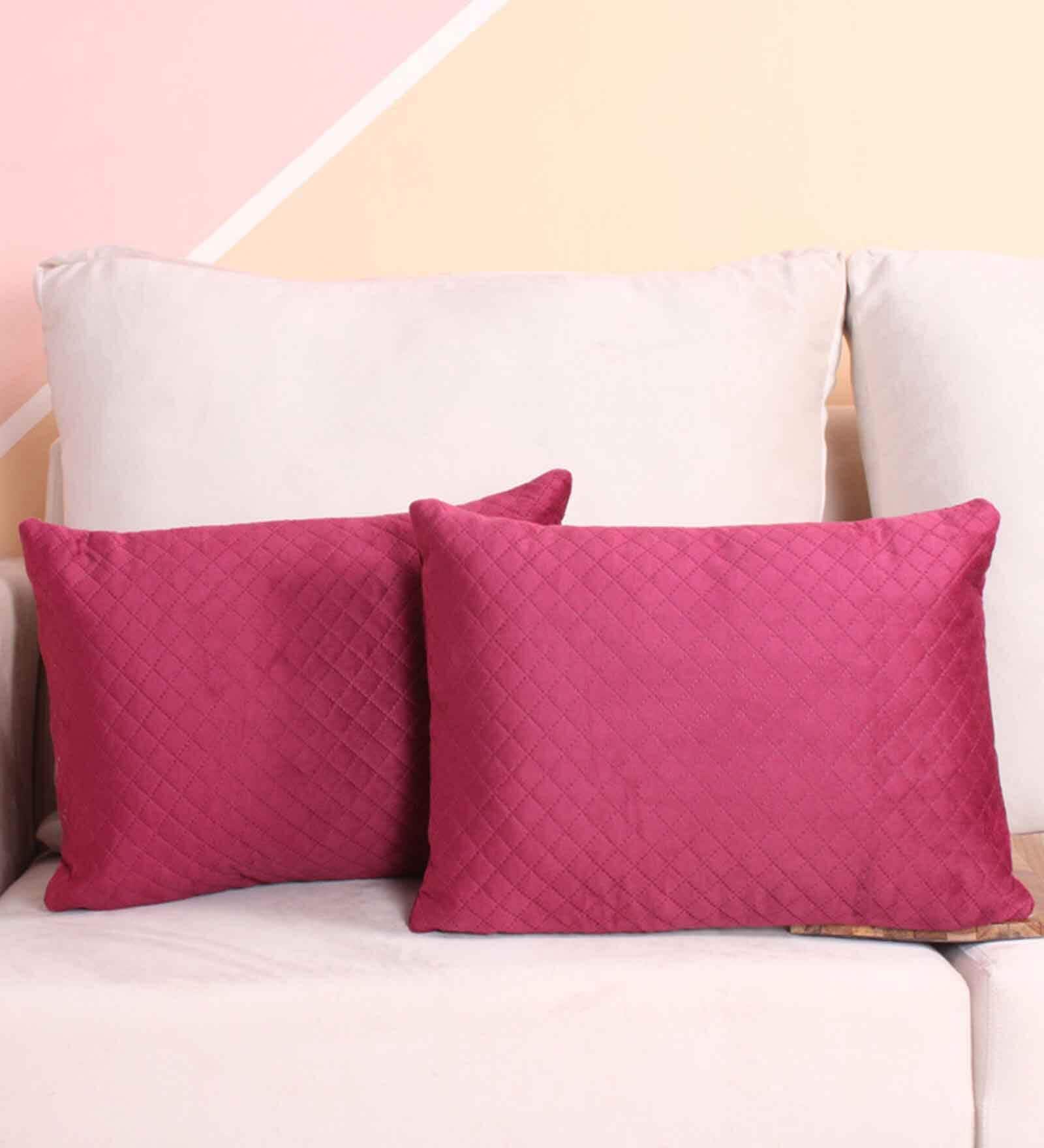 Maroon Velvet Solid 12x18 inches Cushion Covers (Pack of 2)