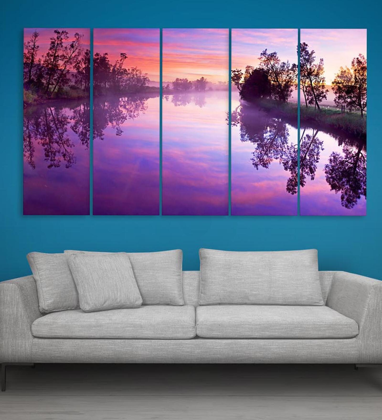 Purple Wood Multiple Frames Beautiful Nature Landscape Art Panels
