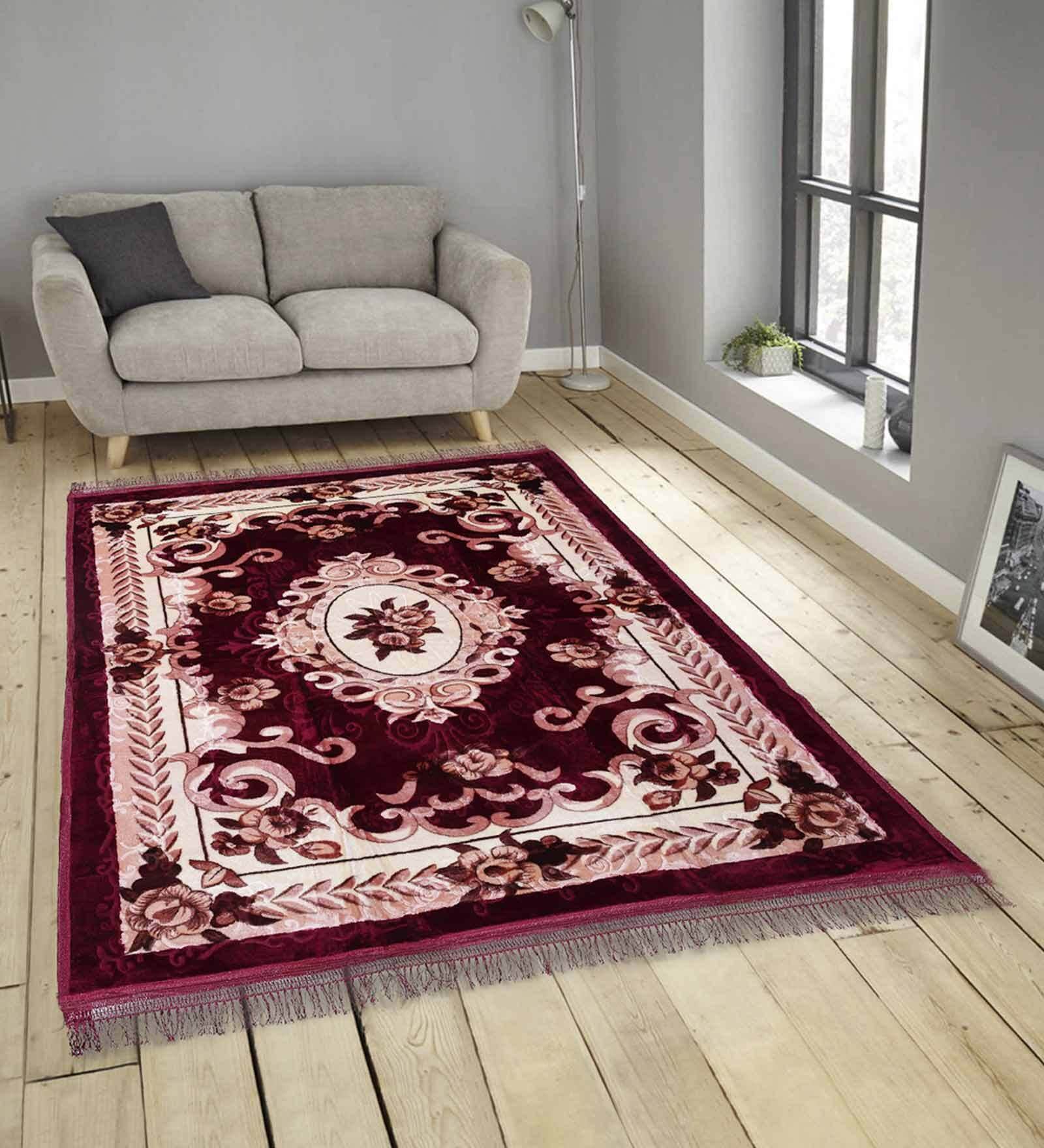 Maroon Wool Persian 4 ft x 6 ft Hand Tufted Carpet