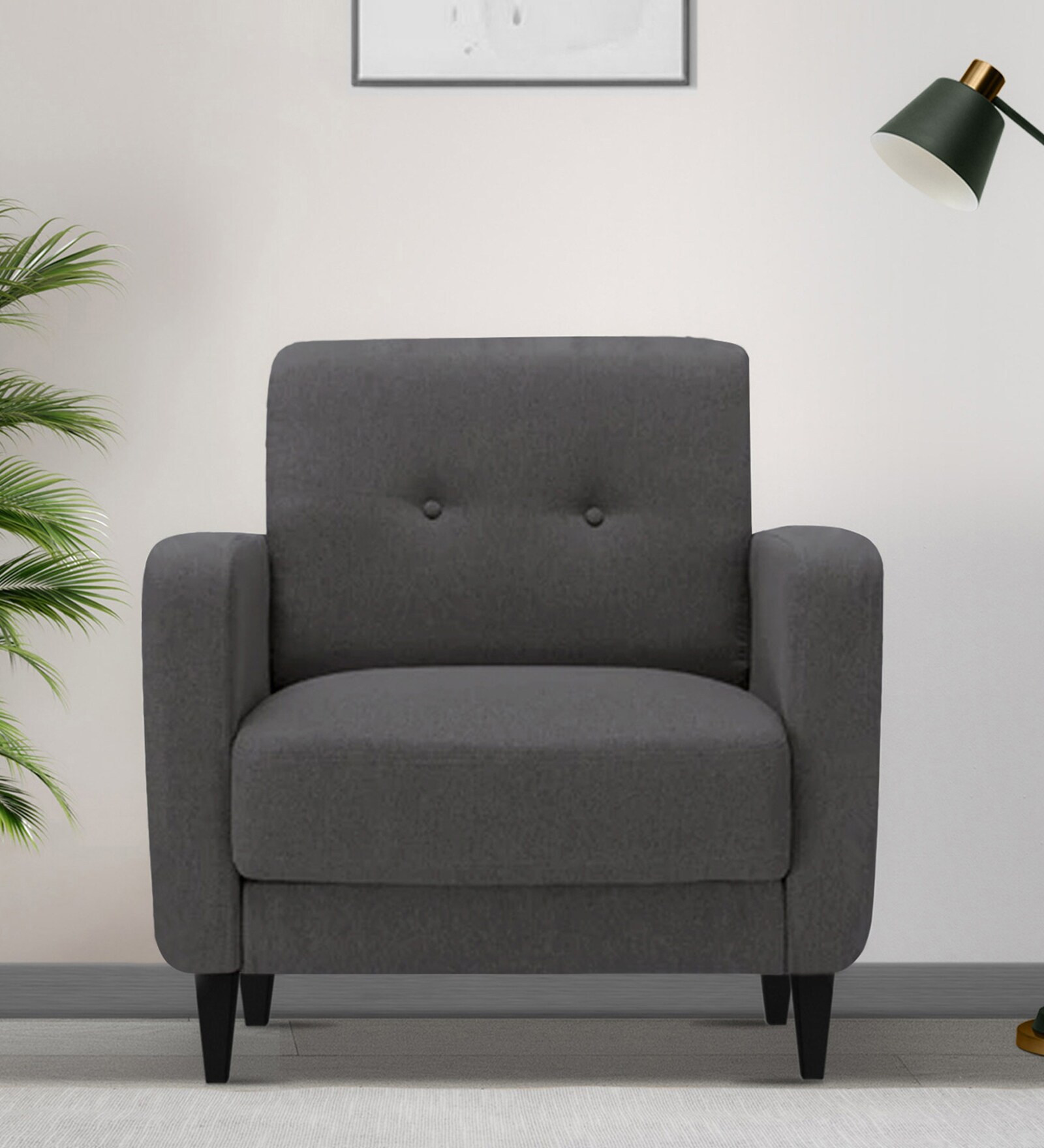 Marq Fabric 1 Seater Sofa In Charcoal Grey Color