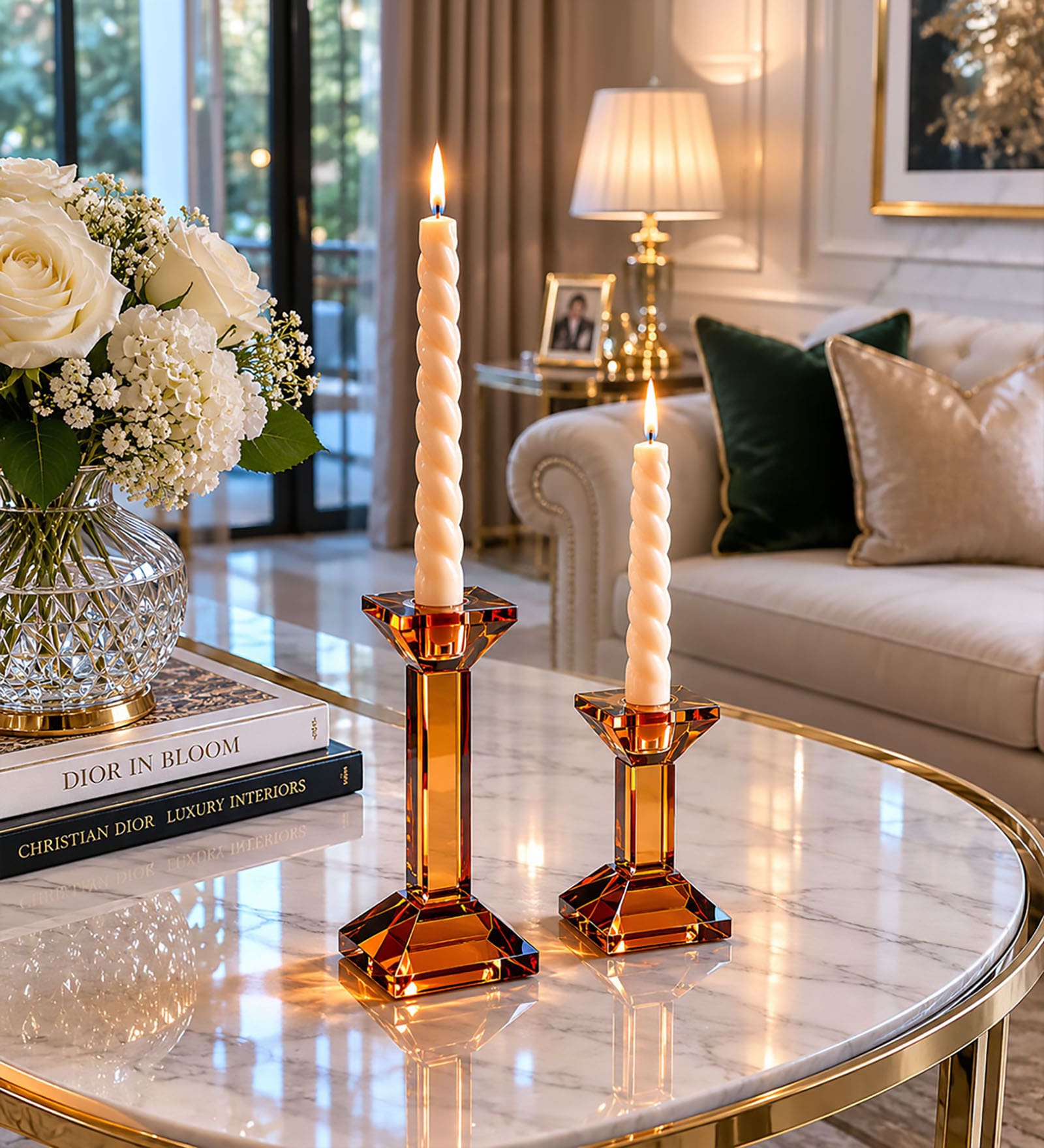 Amber Marquis Candle Holder Set Of 2