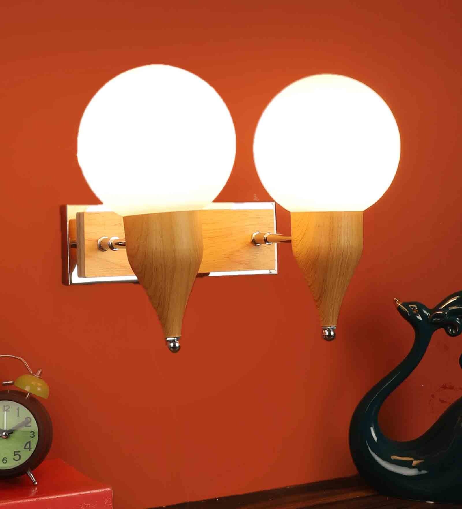 Marr N Blanca Chrome-Wood Metal-Wood Wall Light