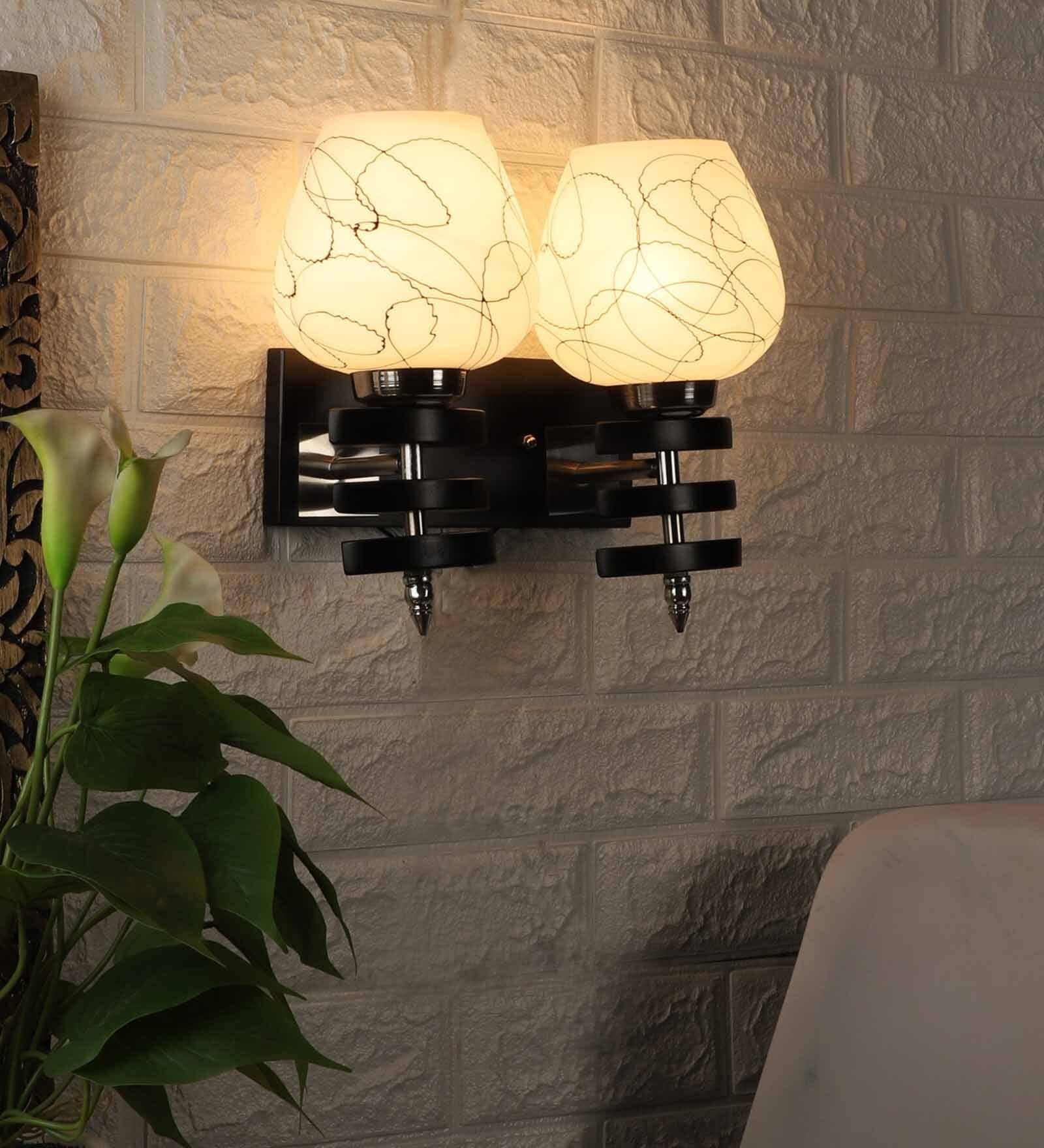 Uniquely Brown Glass and Wood Wall Sconces