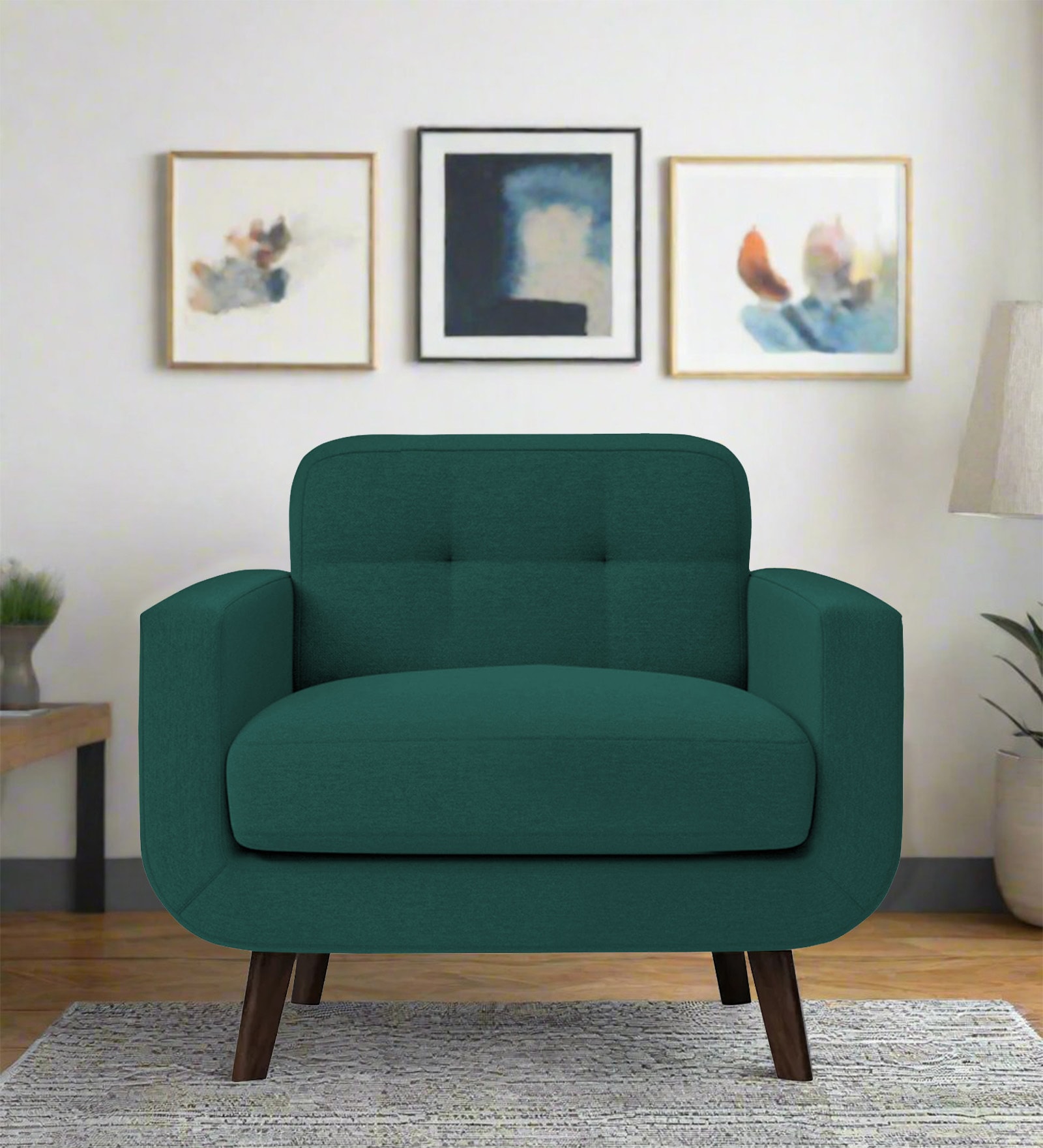 Marsela Fabric 1 Seater Sofa in Sage Green Colour