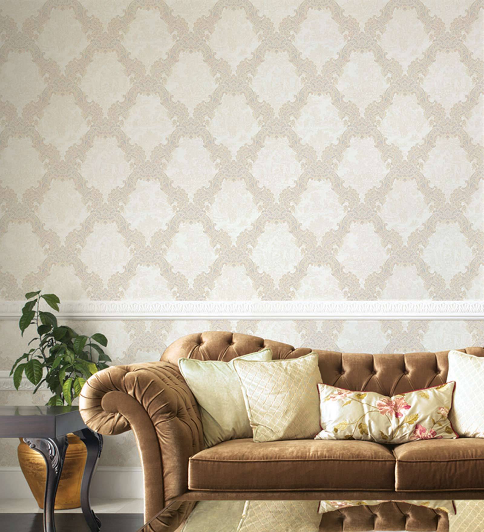 Buy Ivory & Beige Paper Backing Wallpaper by Marshalls WallCoverings ...