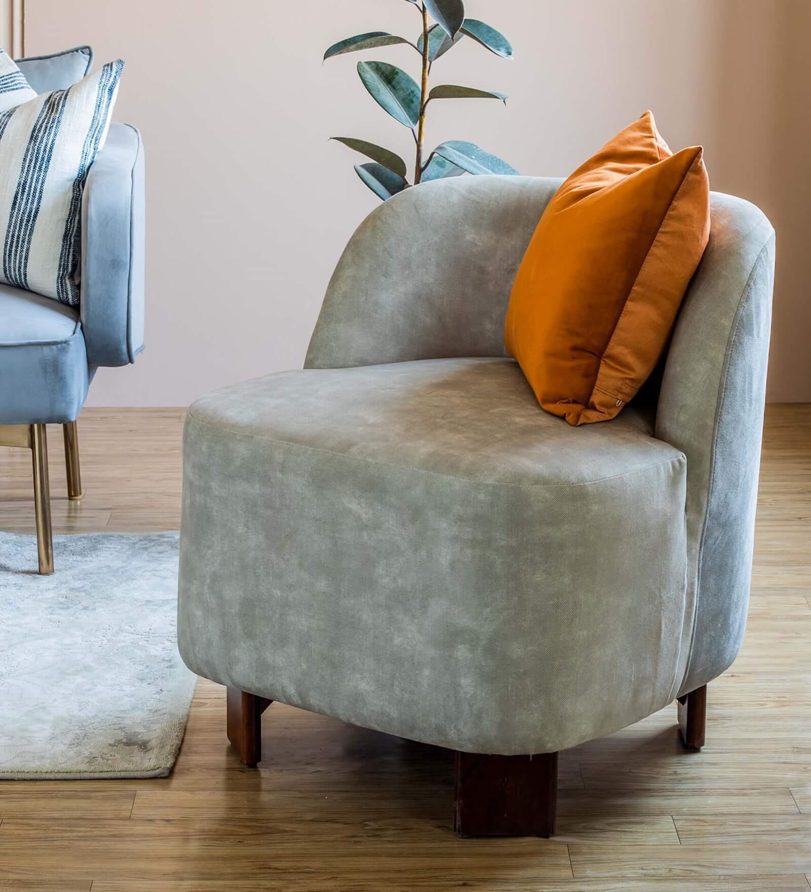 Maru Fabric Lounge Chair In Pastel Green