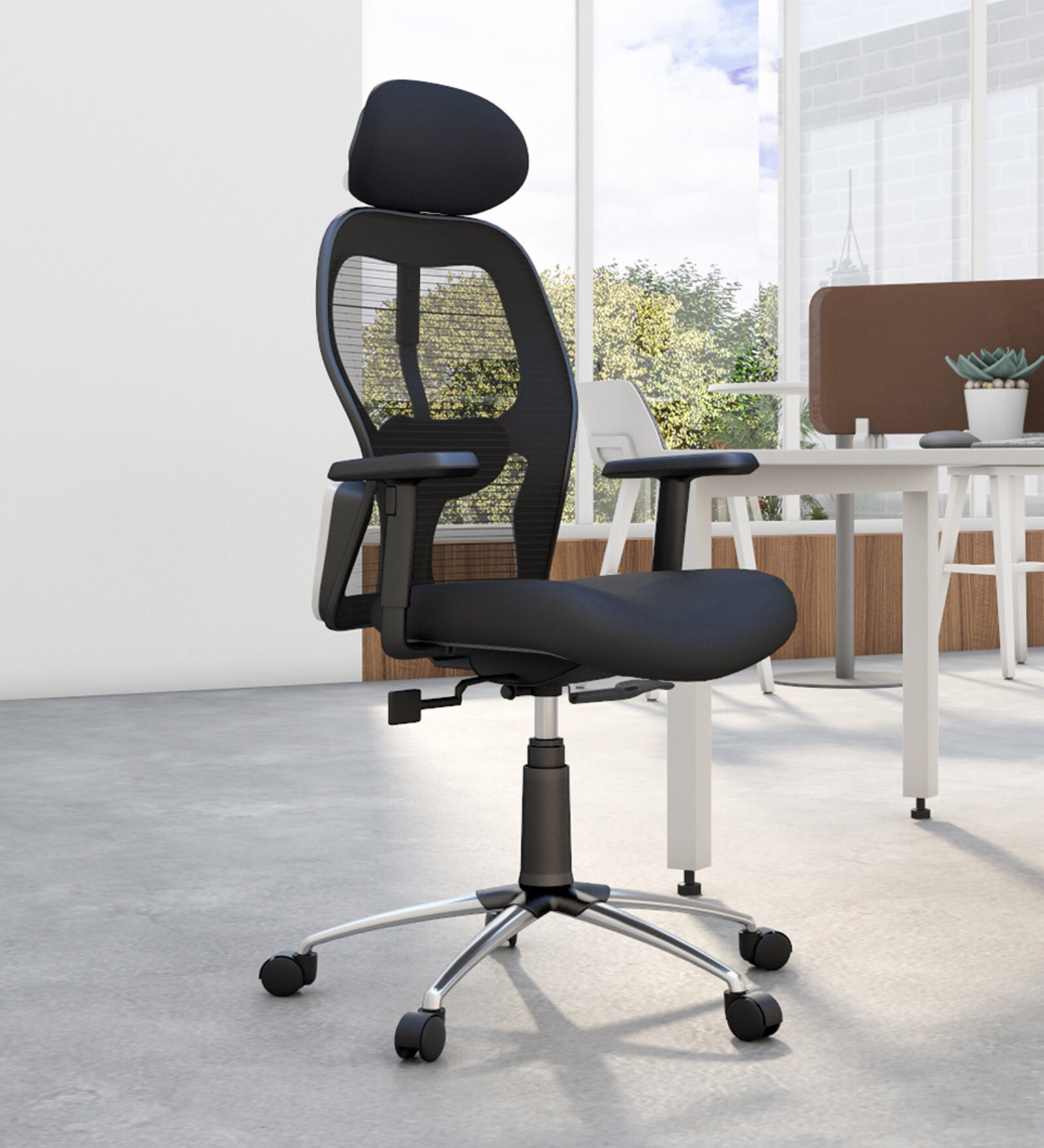 Buy Marvel Premium Breathable Mesh Ergonomic Chair in Black Colour with headrest at 100 OFF by