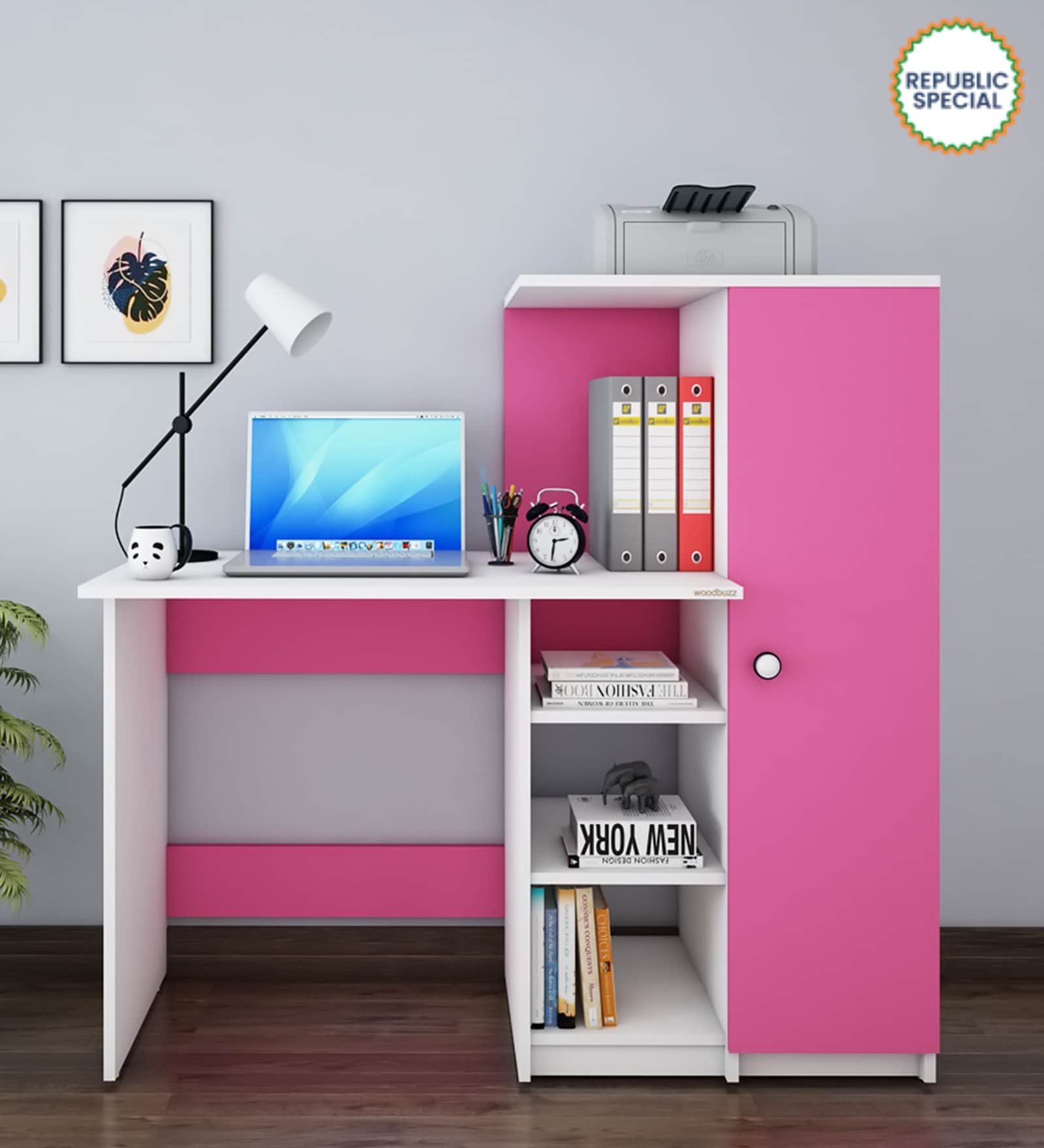 Marvel Writing Table In Frosty White And Pink Finish Marvel Writing Table In Frosty White And Pink Finish