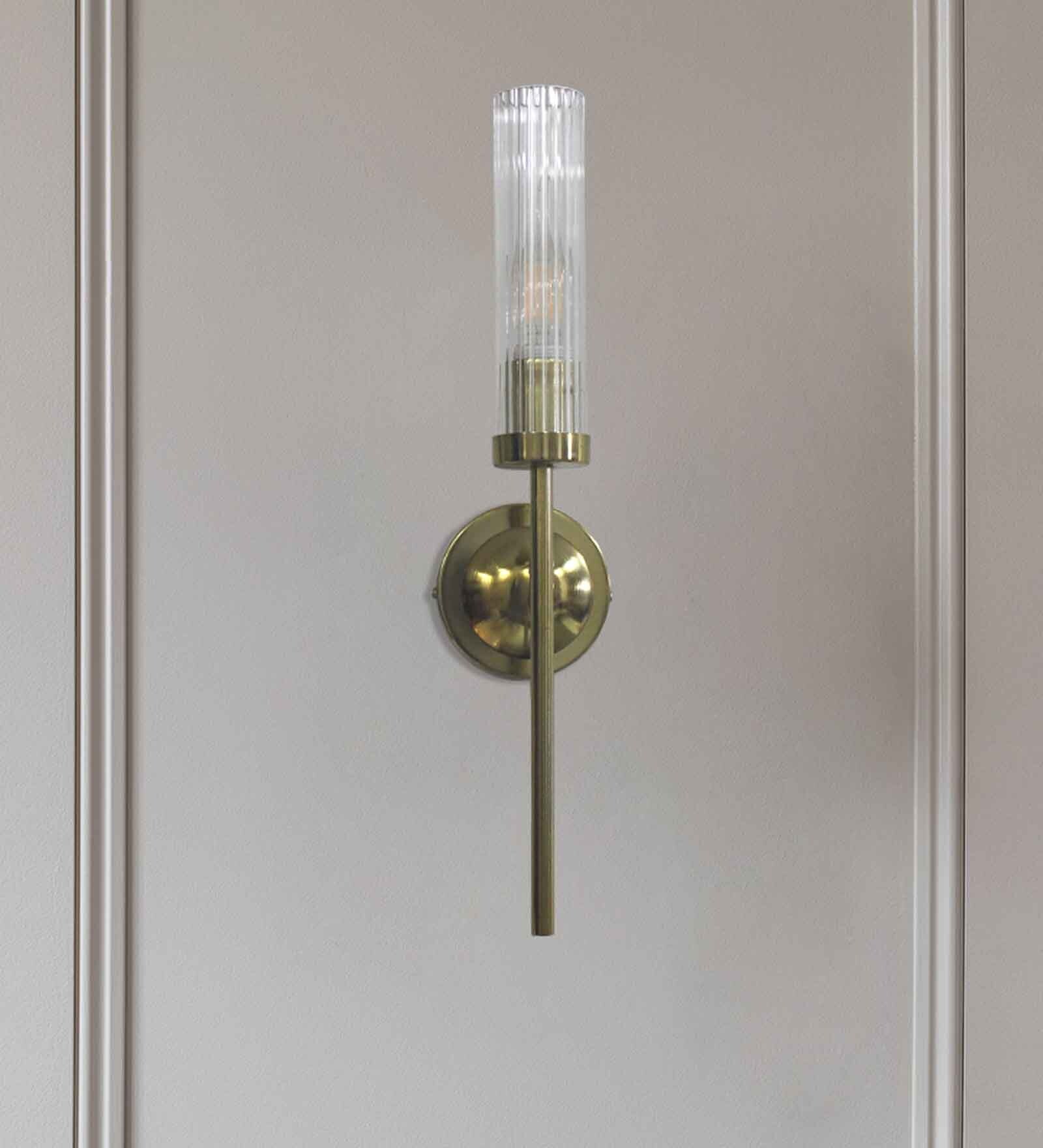 Mashal Metal & Glass E27 Holder Wallchieres (Antique Gold)