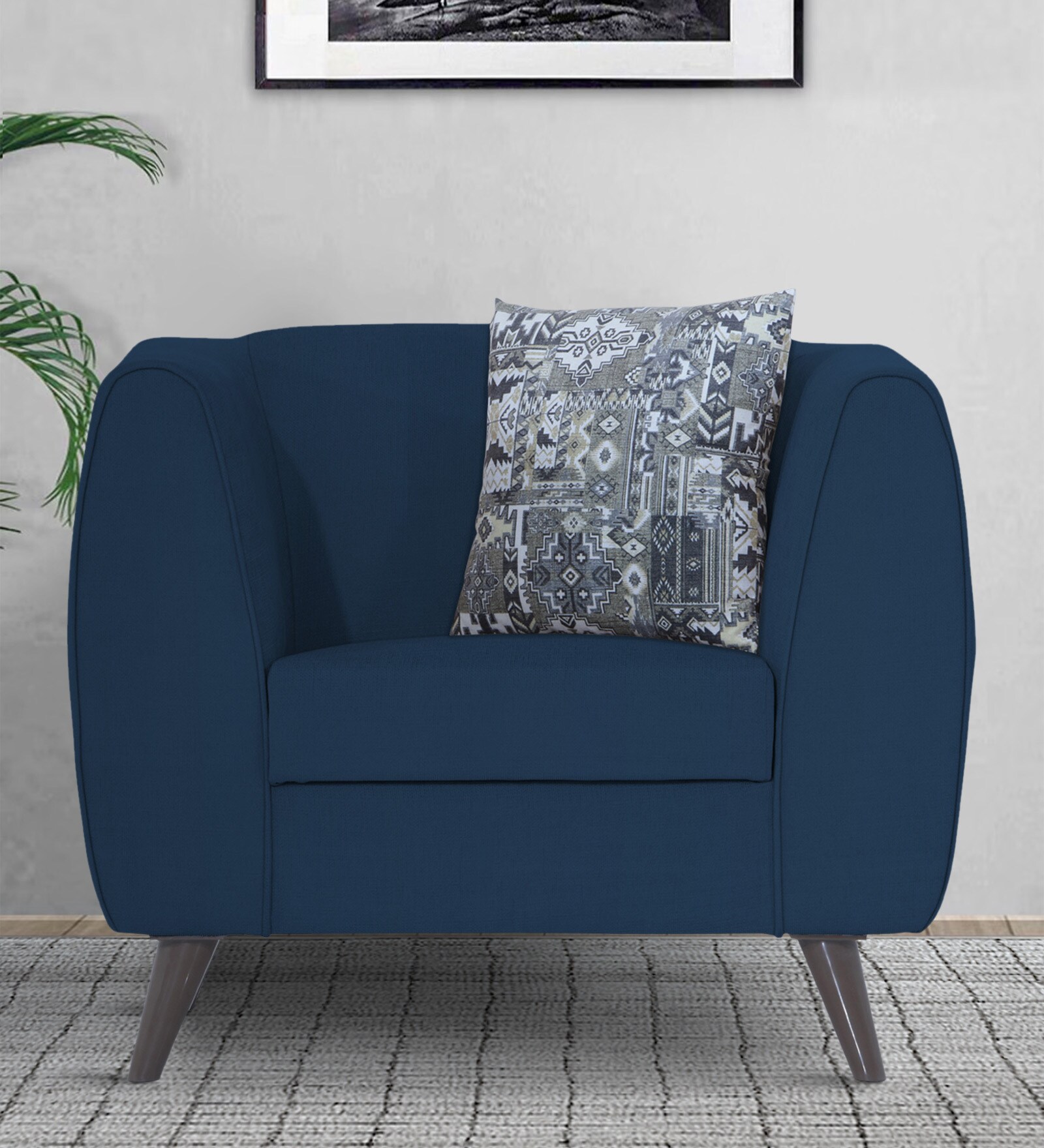 Mason Fabric 1 Seater Sofa In Blue Colour Mason Fabric 1 Seater Sofa In Blue Colour