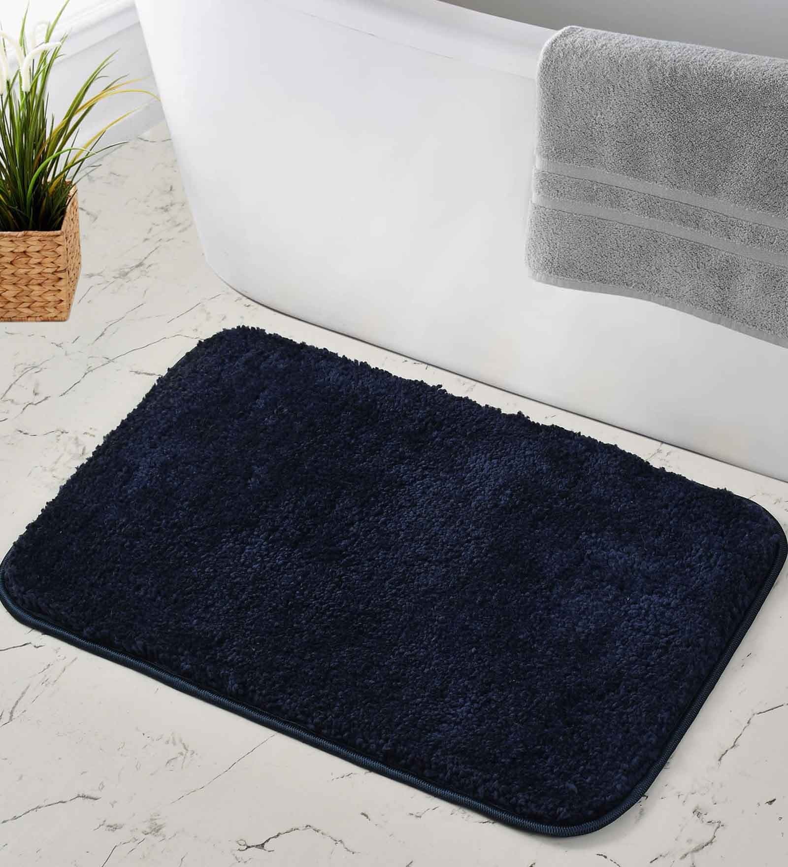 Blue Geometric Microfiber 16X24 Inches Anti Skid Door Mats