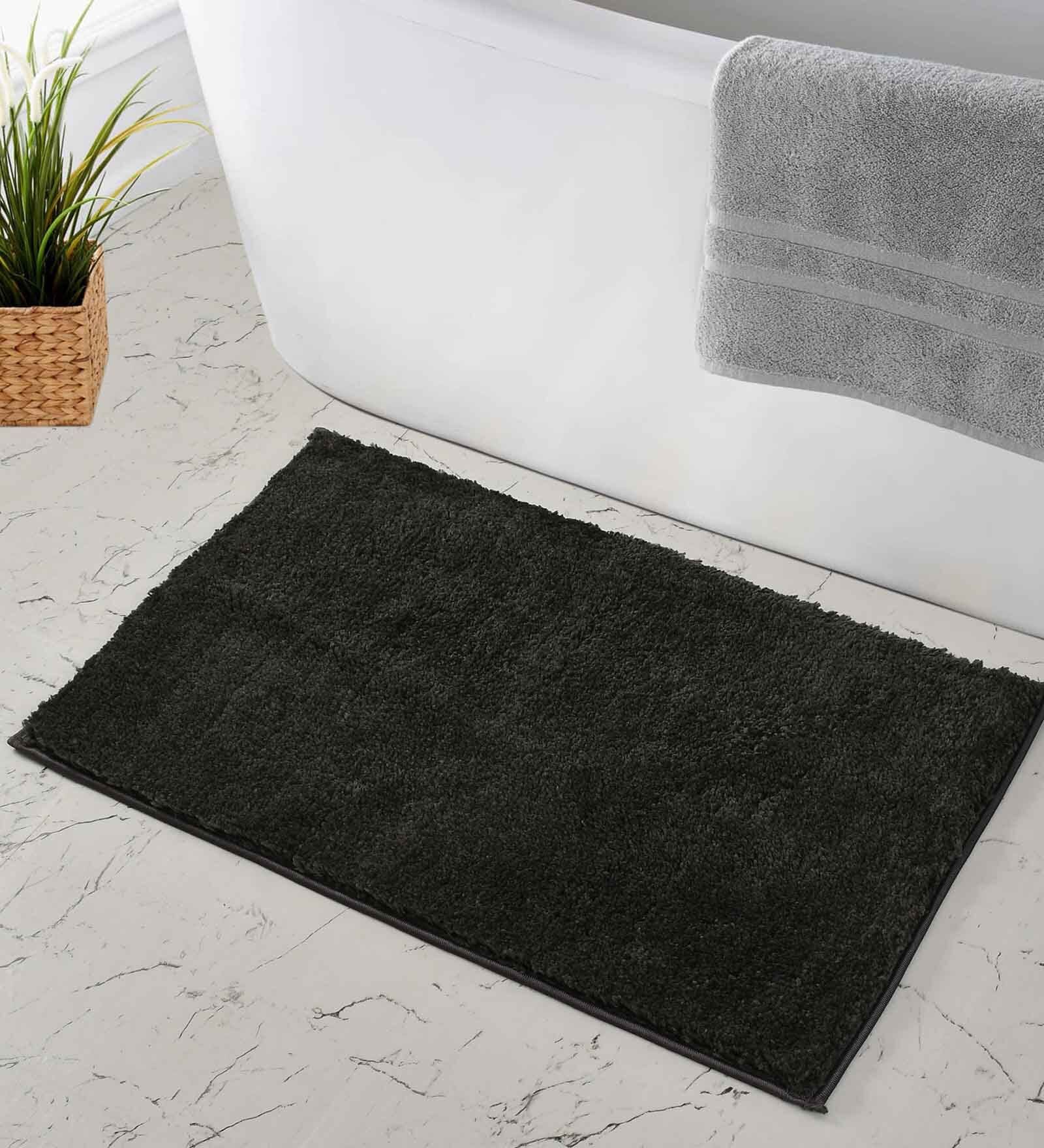 Grey Geometric Microfiber 16X24 Inches Anti Skid Door Mats