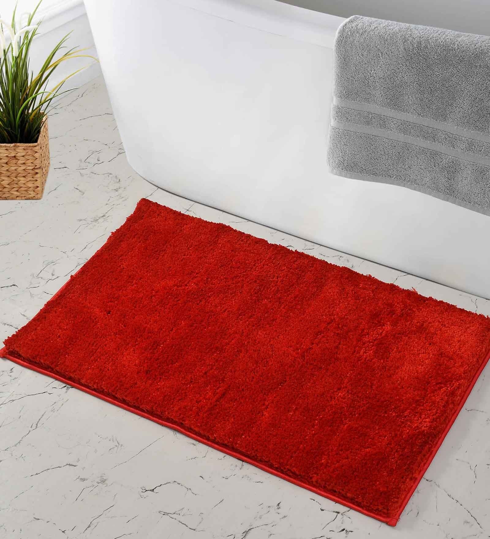 Red Geometric Microfiber 20X32 Inches Anti Skid Door Mats Red Geometric Microfiber 20X32 Inches Anti Skid Door Mats