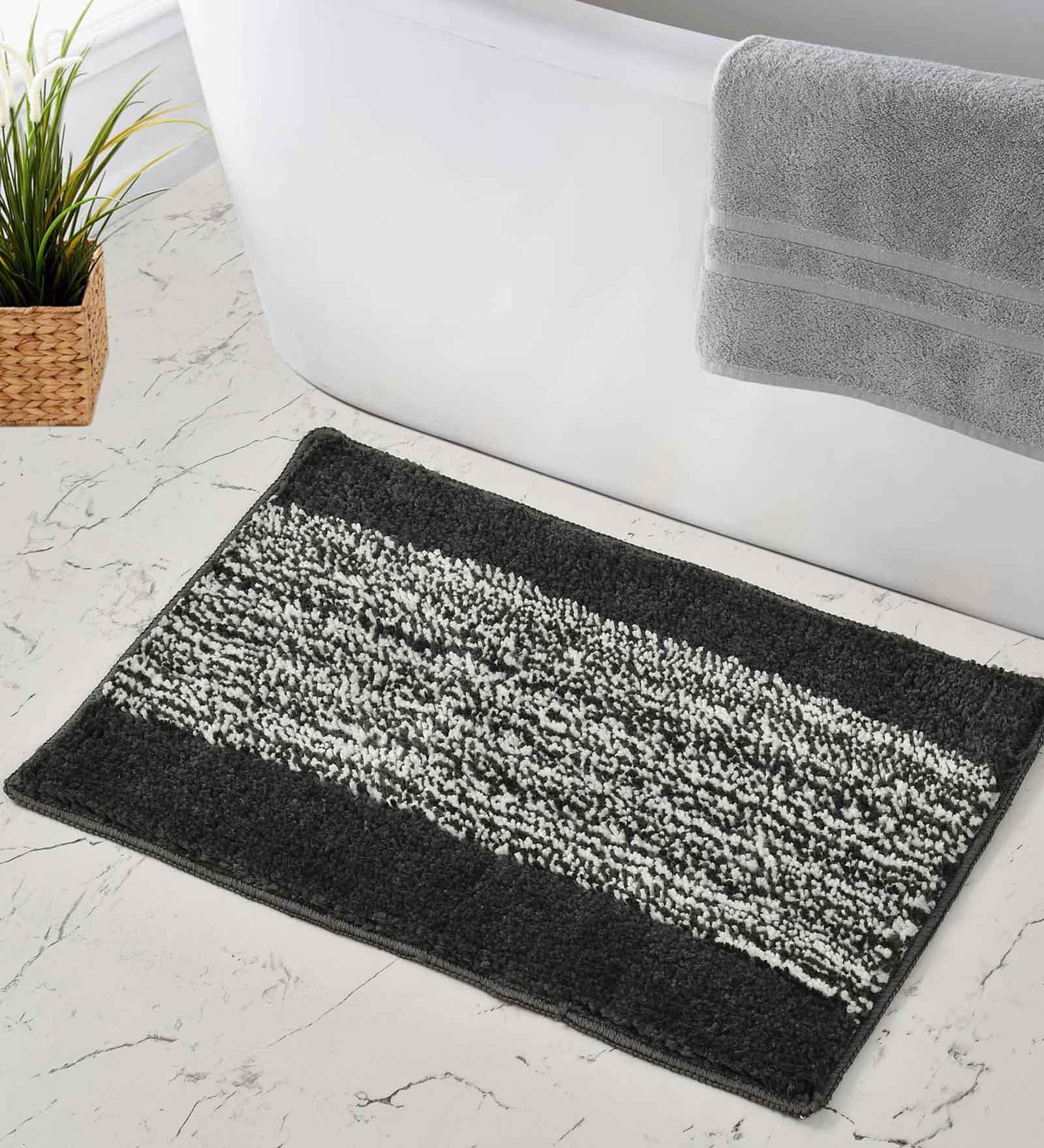 Grey Solid Microfiber 20X32 Inches Anti Skid Door Mats