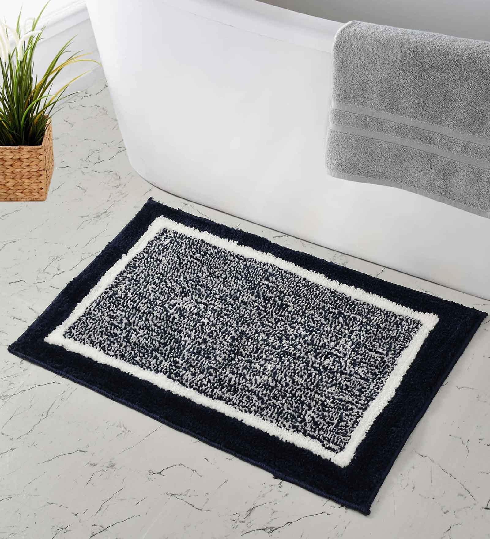 Blue Geometric Microfiber 20X32 Inches Anti Skid Door Mats