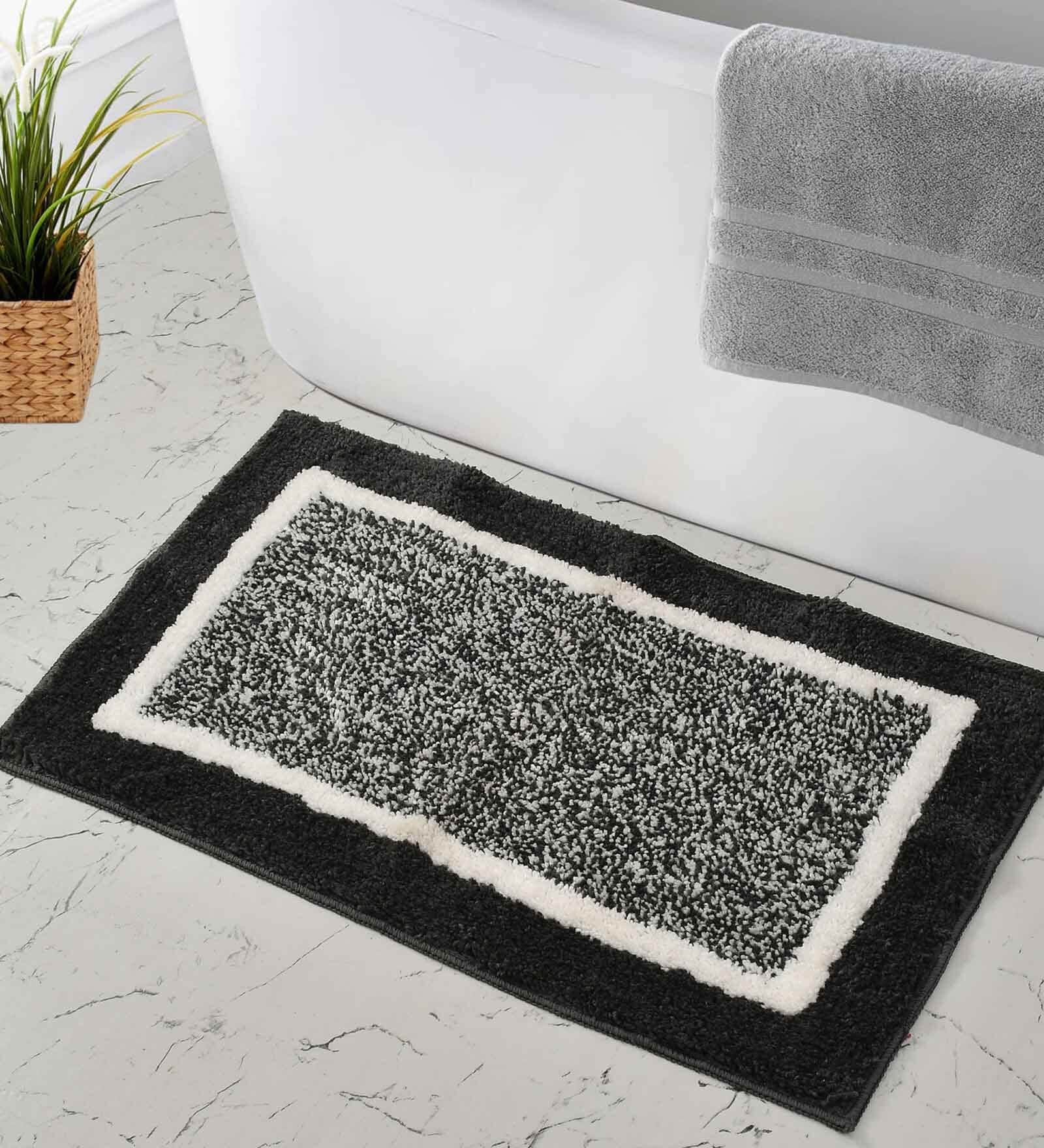 Grey Geometric Microfiber 20X32 Inches Anti Skid Door Mats