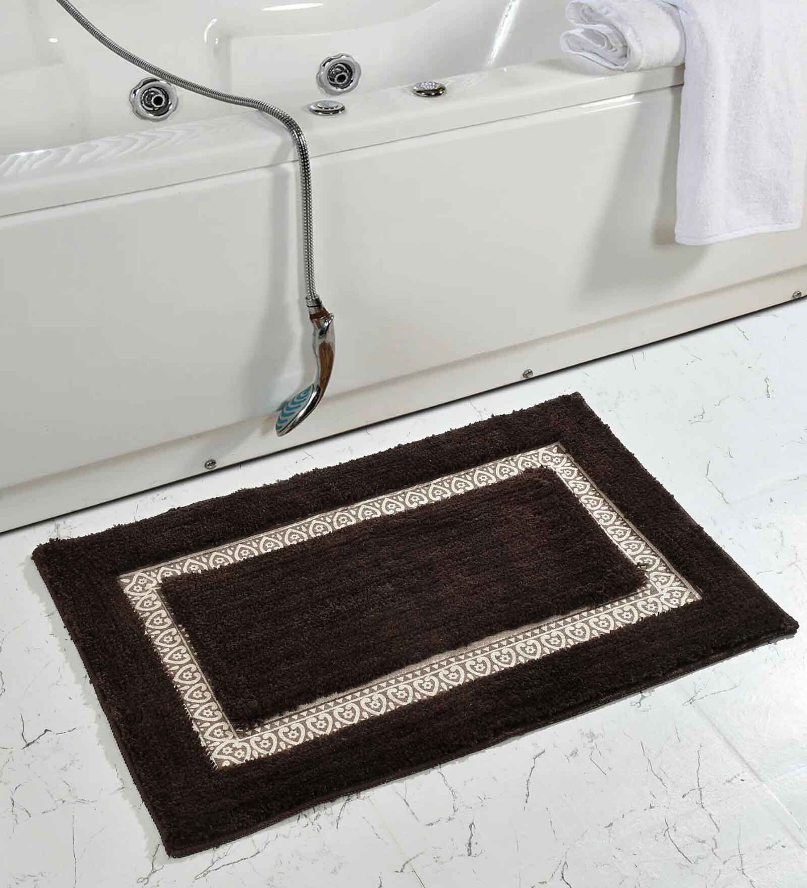 Brown Geometric Microfiber 20X32 Inches Anti Skid Door Mats