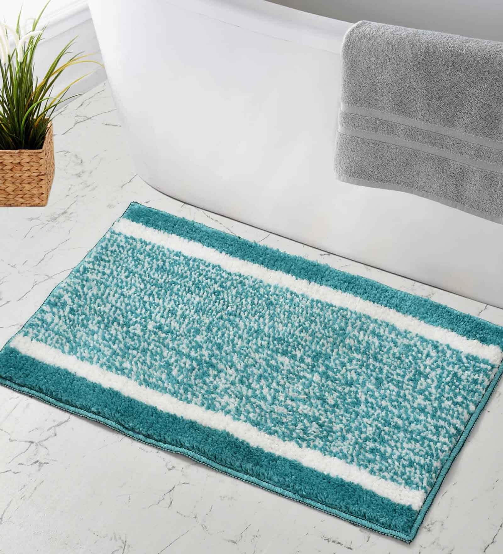 Aqua Solid Microfiber 20X32 Inches Anti Skid Door Mats