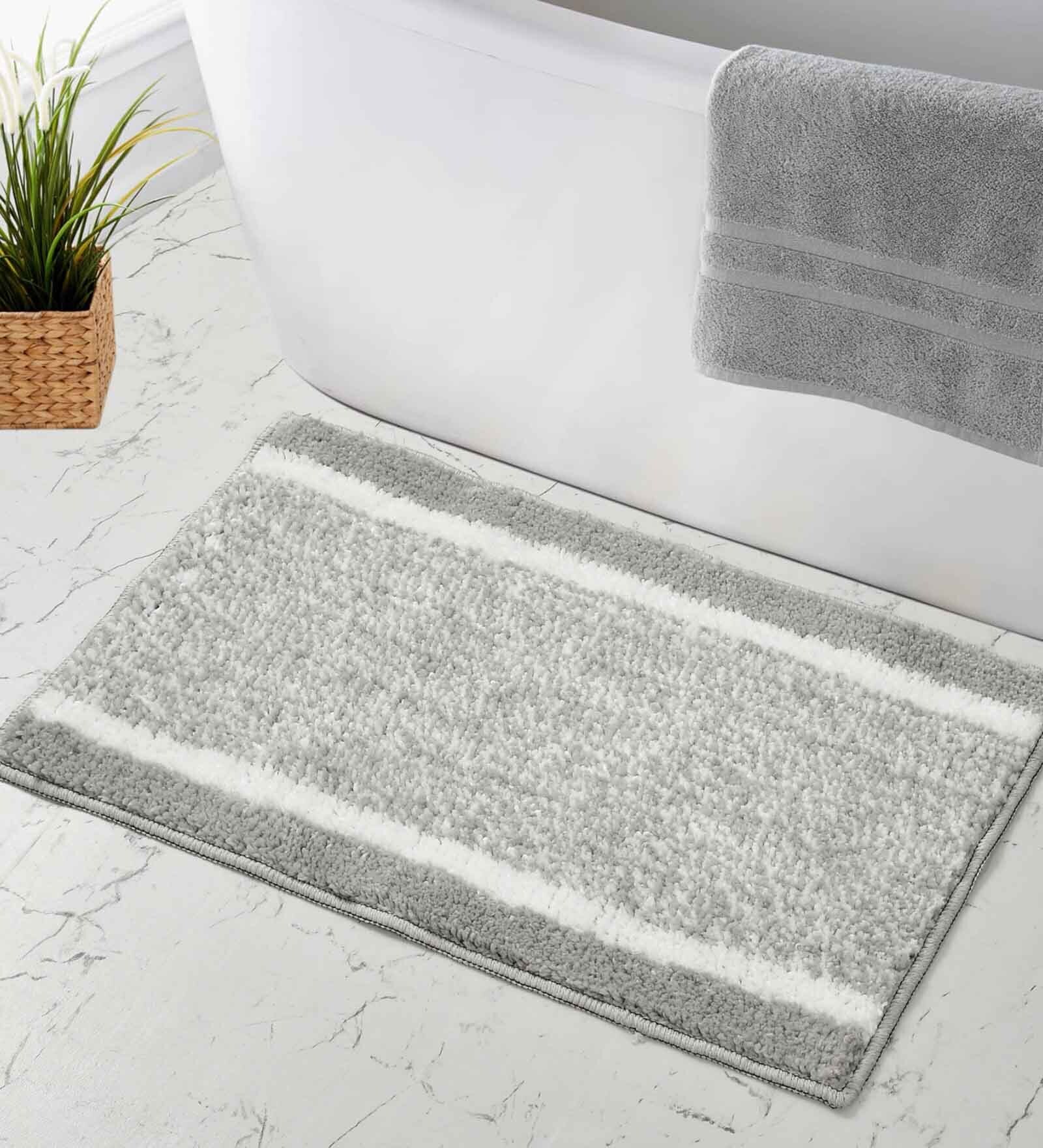 Grey Solid Microfiber 16X24 Inches Anti Skid Door Mats