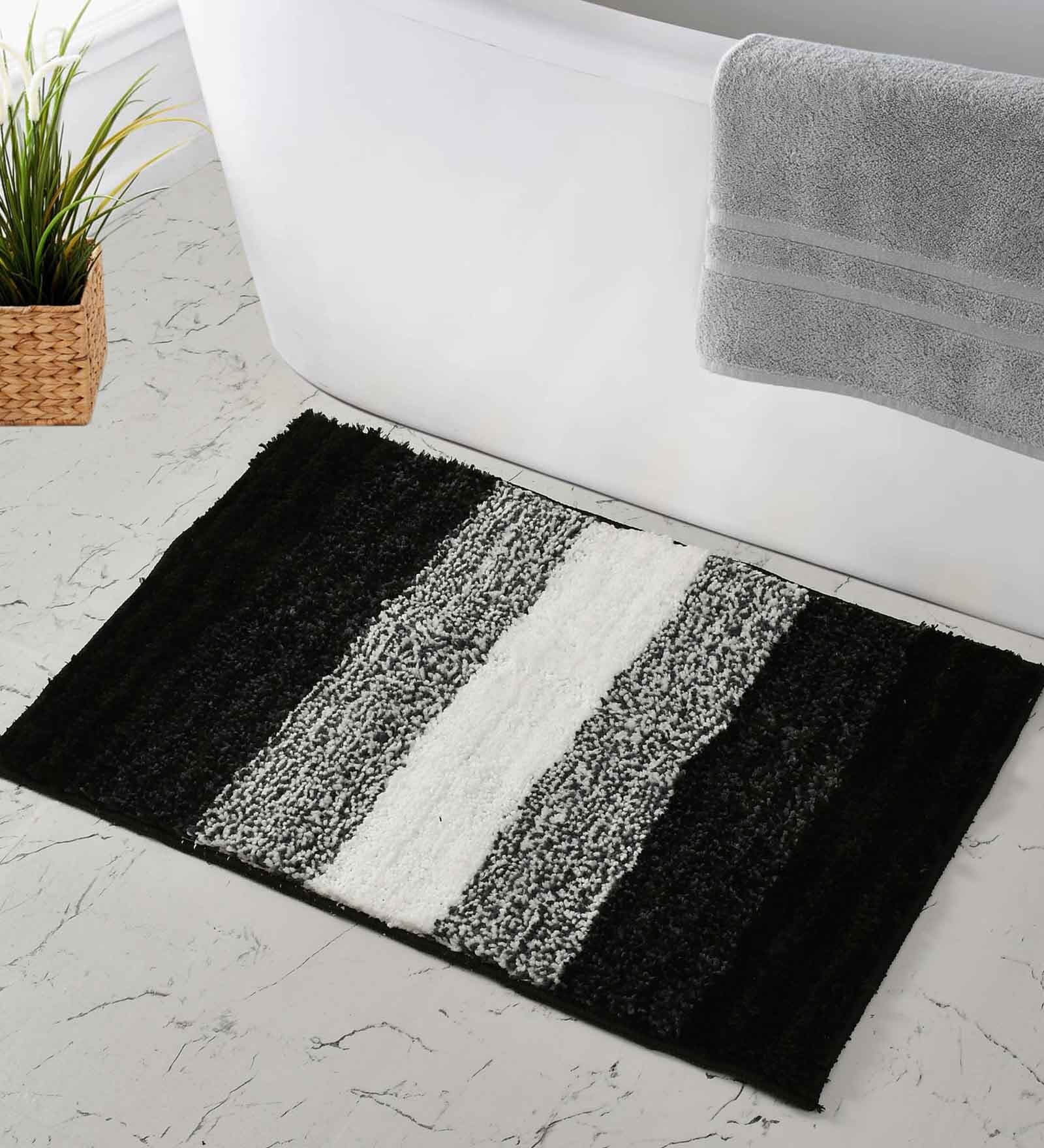 Black Abstract Microfiber 20X32 Inches Anti Skid Door Mats