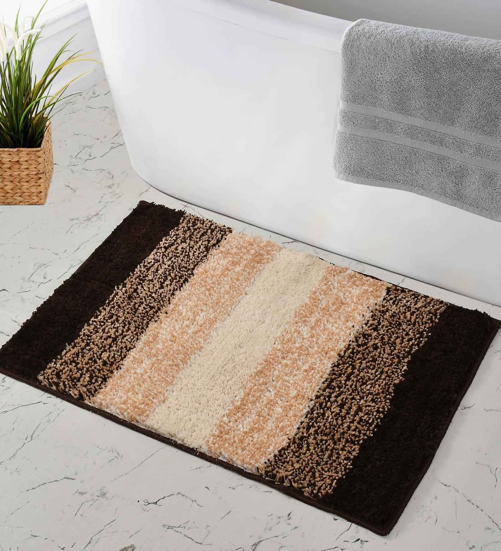 Brown Abstract Microfiber 20X32 Inches Anti Skid Door Mats