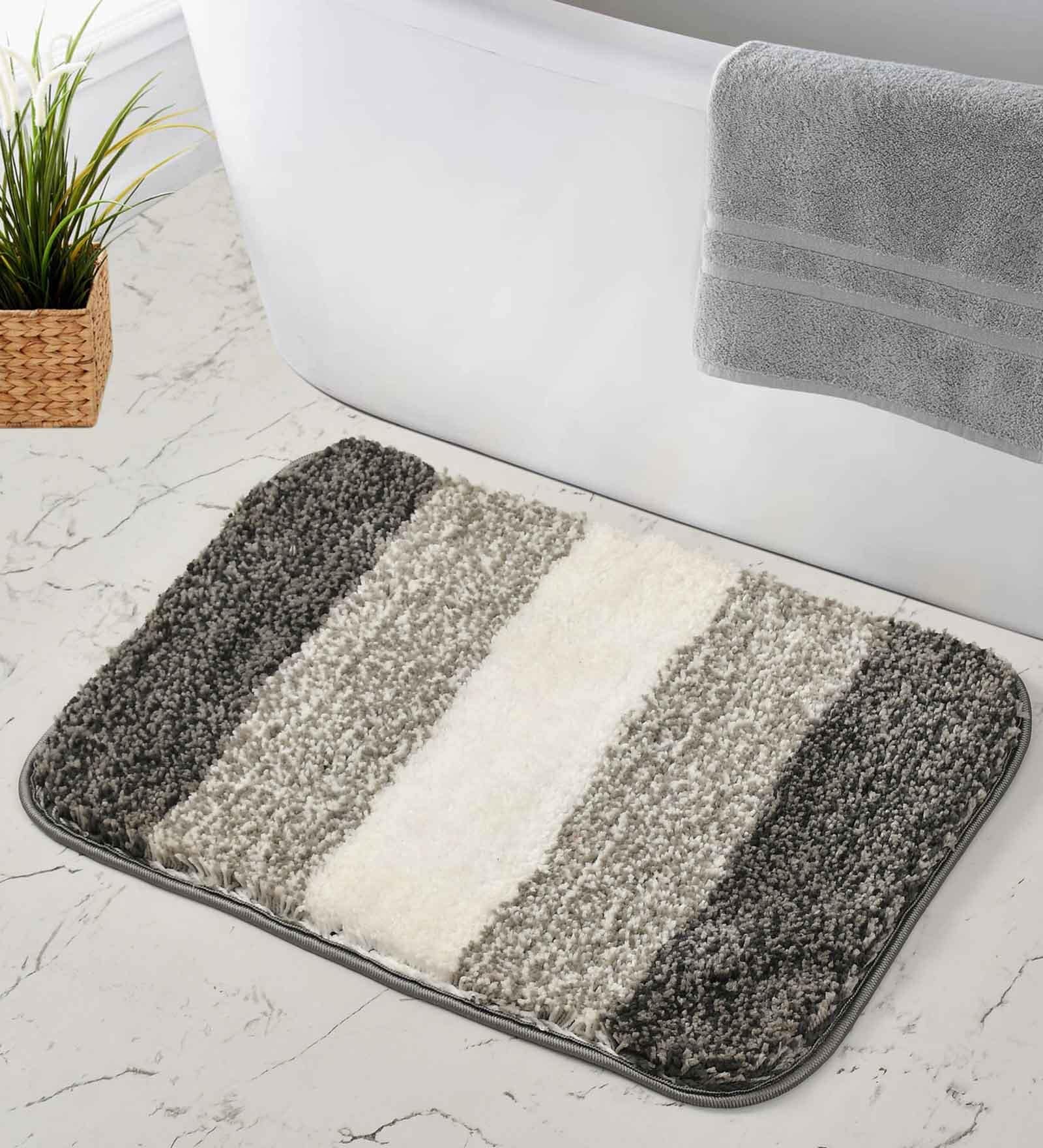 Grey Abstract Microfiber 16X24 Inches Anti Skid Door Mats
