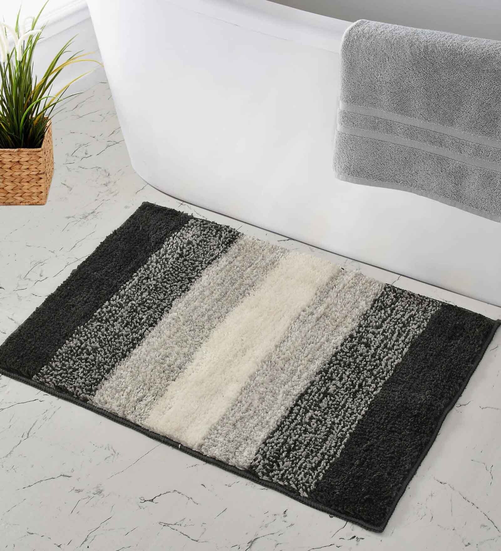 Light Grey Abstract Microfiber 20X32 Inches Anti Skid Door Mats