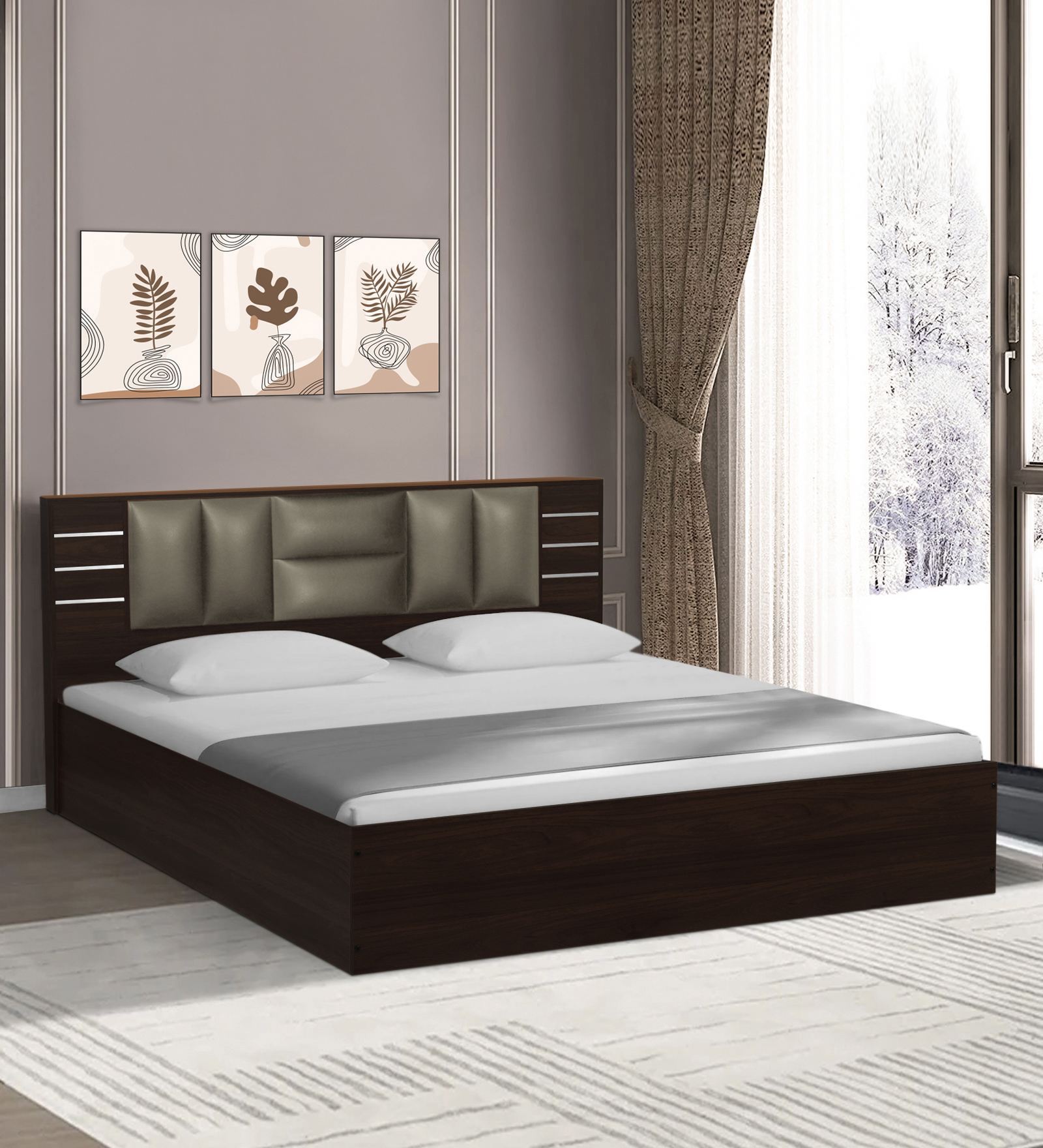 Buy Mathan Luxury King Size Bed In Walnut Finish at 43% OFF by Trevi ...