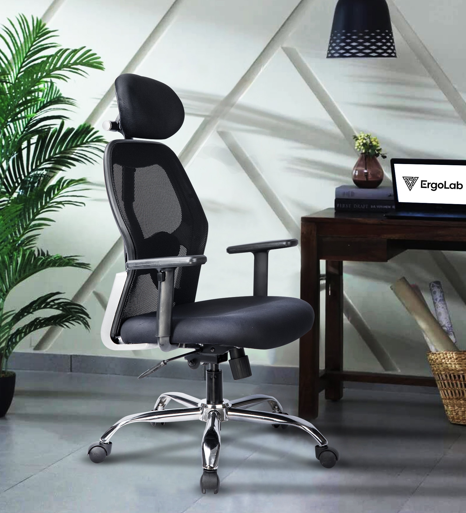 Buy Matrix Breathable Mesh Ergonomic Chair with Headrest in Black ...