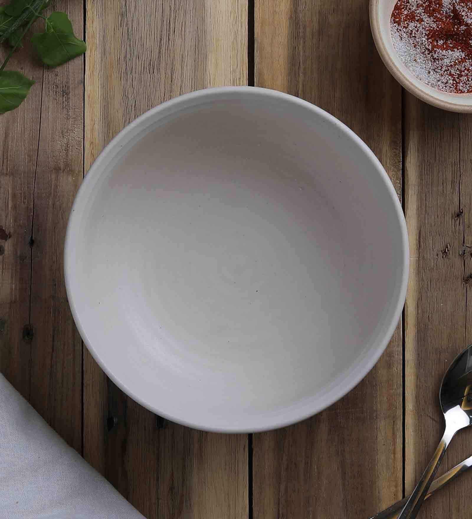 Matt 500ml White Stoneware (Set of 2) Dinner Bowl
