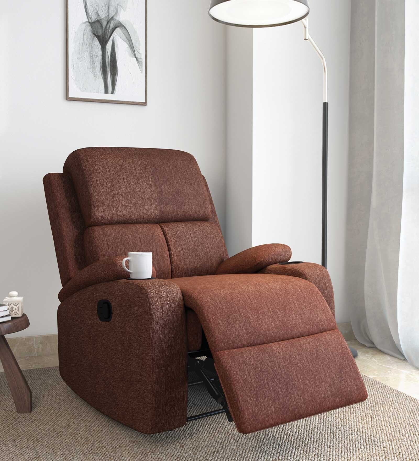 Matt Fabric Manual 1 Seater Recliner In Cocoa Colour