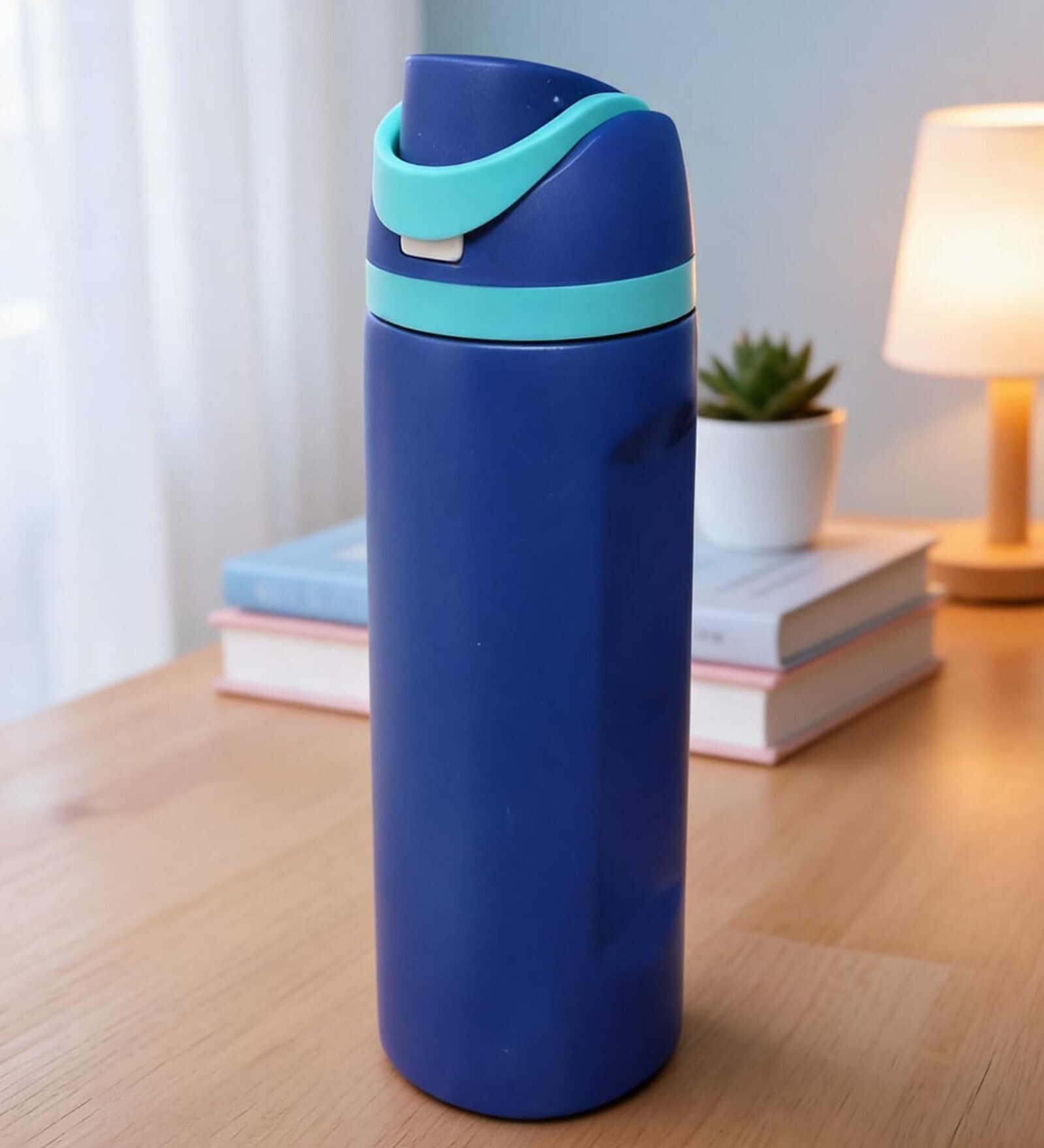 Blue Matte Finish Stainless Steel Water Bottle with Flip Top Lid, 750 ml