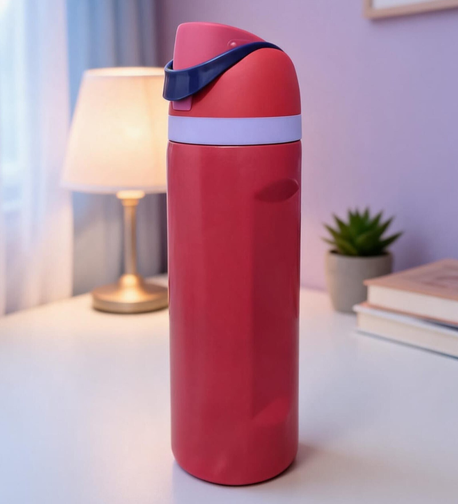 Red Matte Finish Stainless Steel Water Bottle with Flip Top Lid, 750 ml
