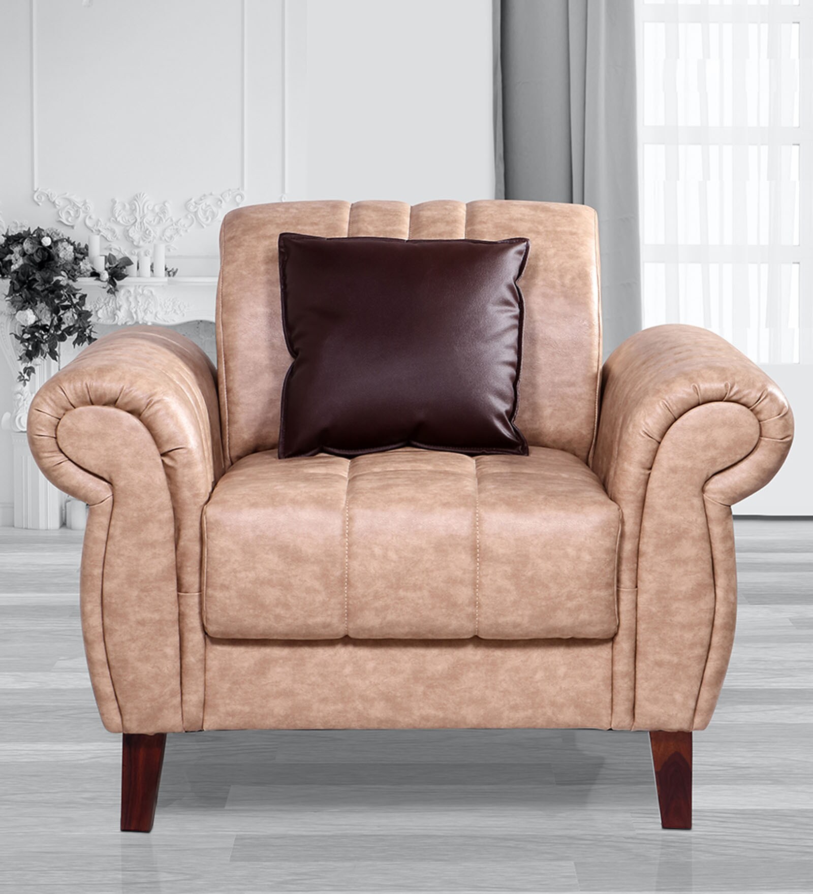 Matteo 1 Seater Sofa in Light Brown Colour