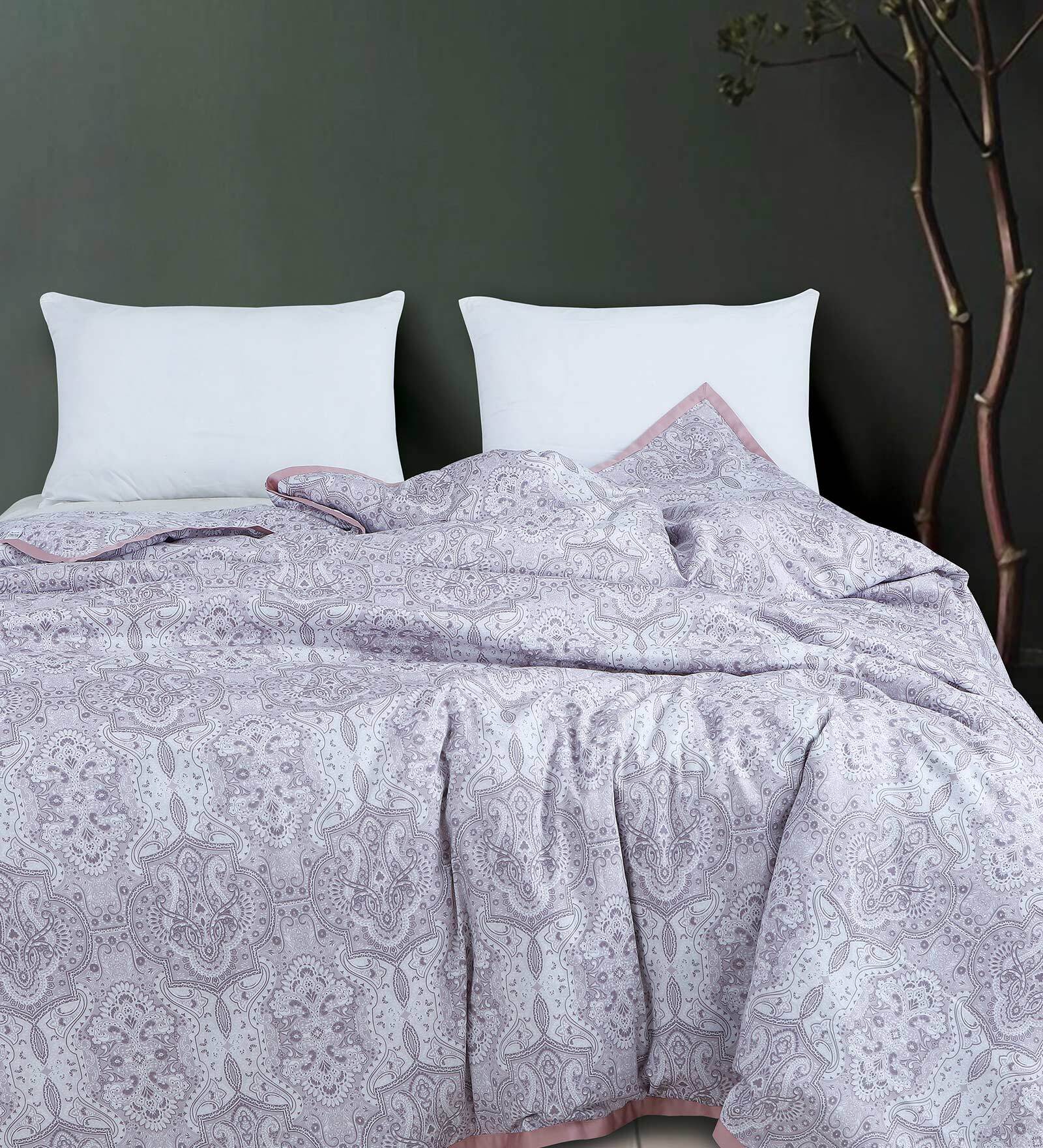 Buy Mauve Abstract Cotton Double Bed Duvet Cover Freesia Collection by