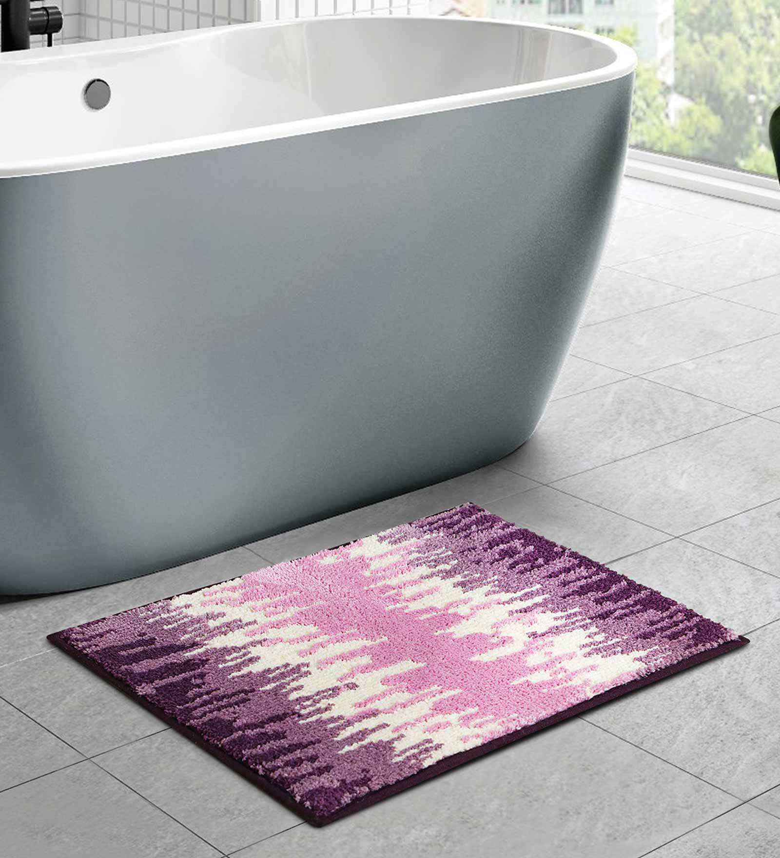 Mauve Abstract Polyester AntiSkid Bathmat
