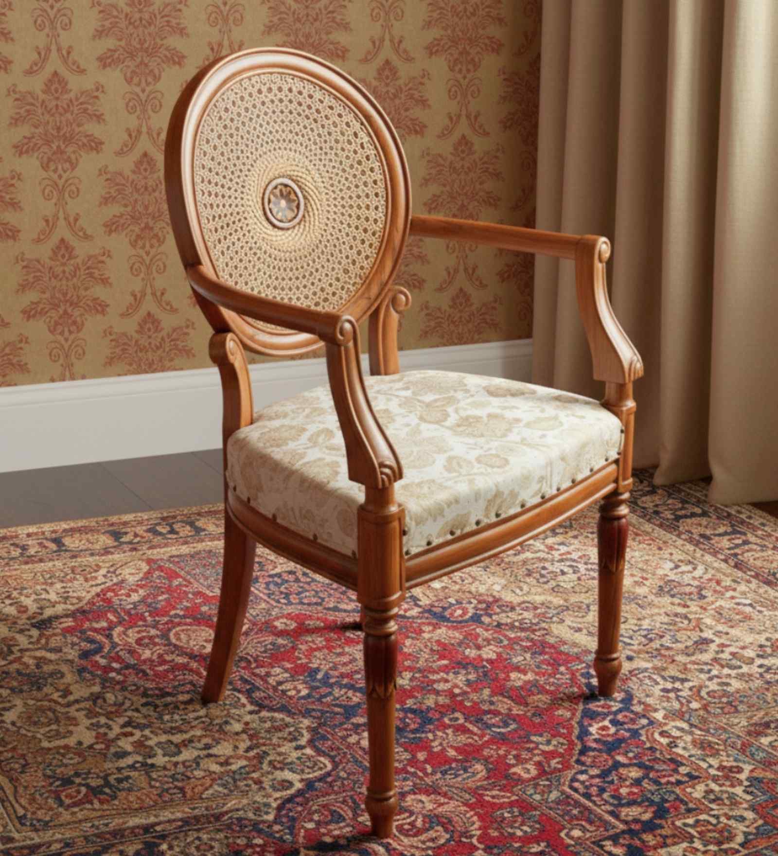 Mavric Teak Wood Arm Chair In Teak Finish