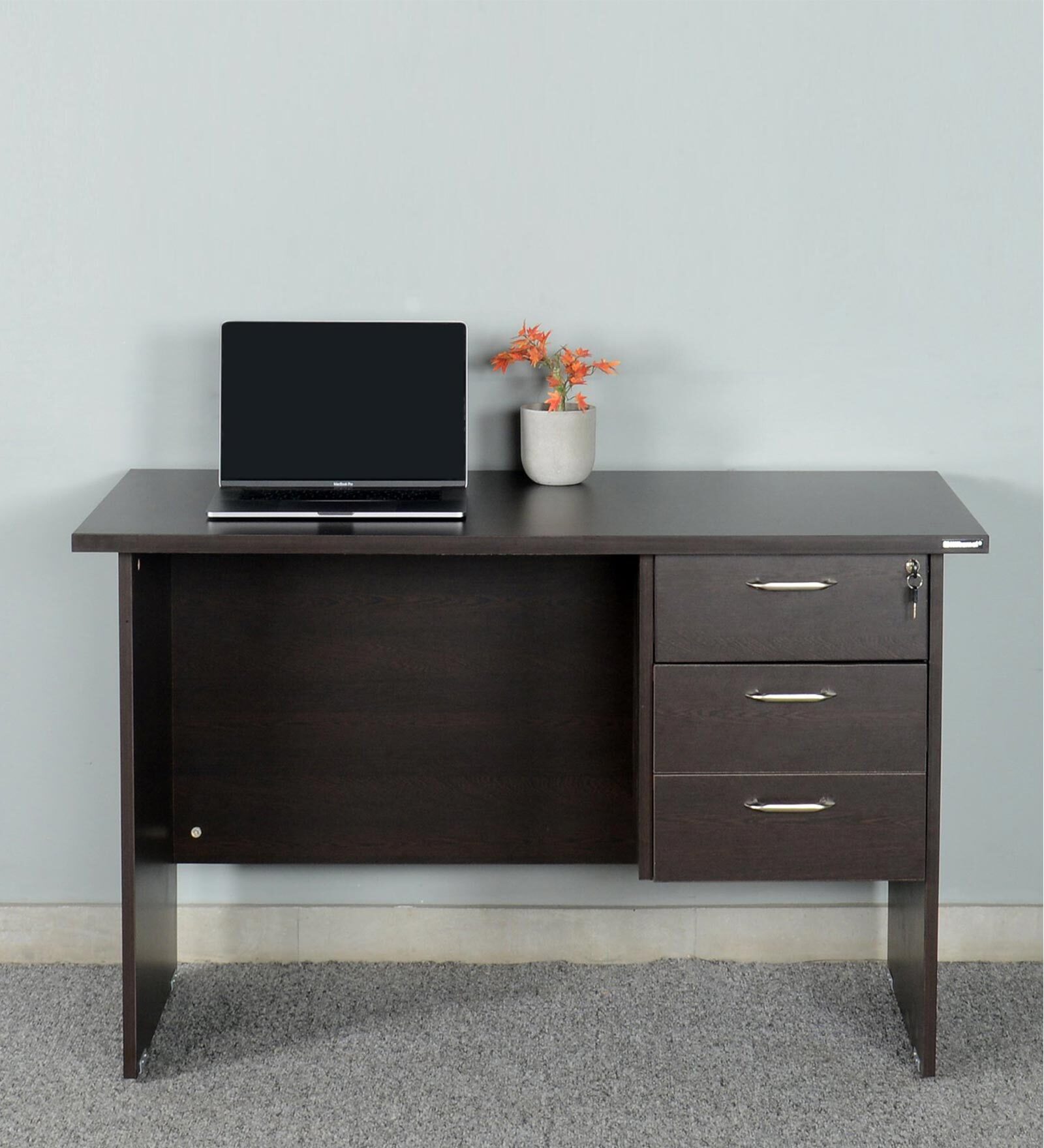 Maximus Workstation In New Wenge Finish With Pedestals