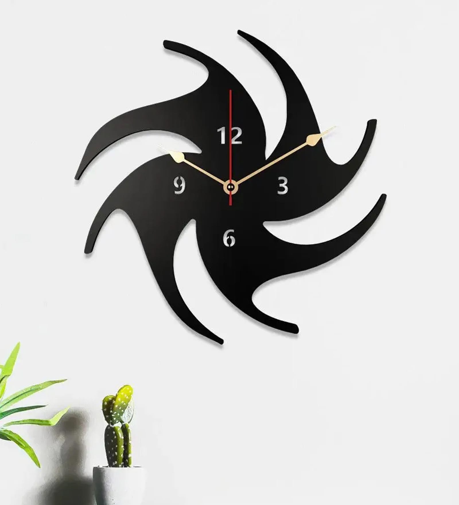 Maya Engineered Wood Black Wall Clock